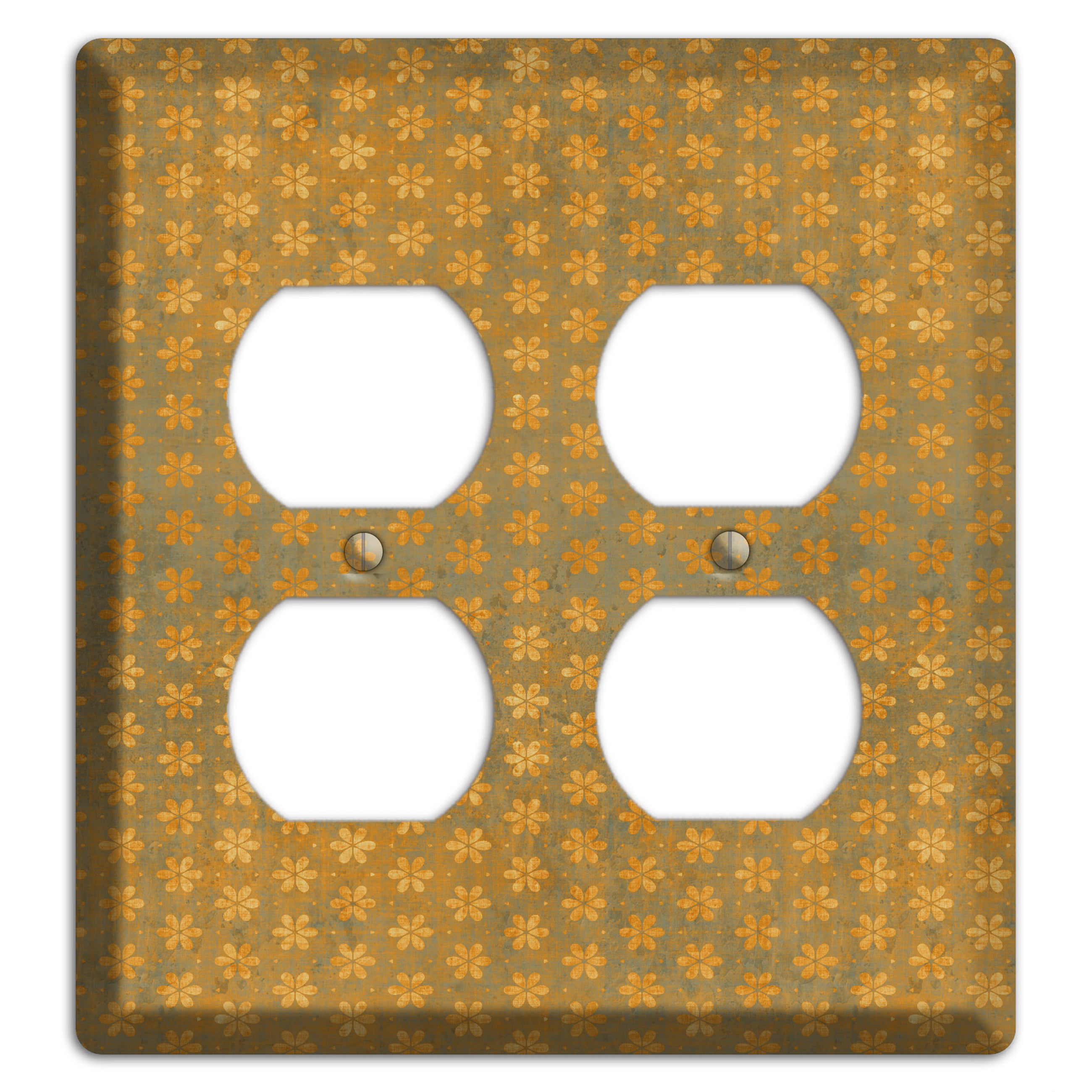 Olive Grunge Floral Contour 2 Duplex Wallplate
