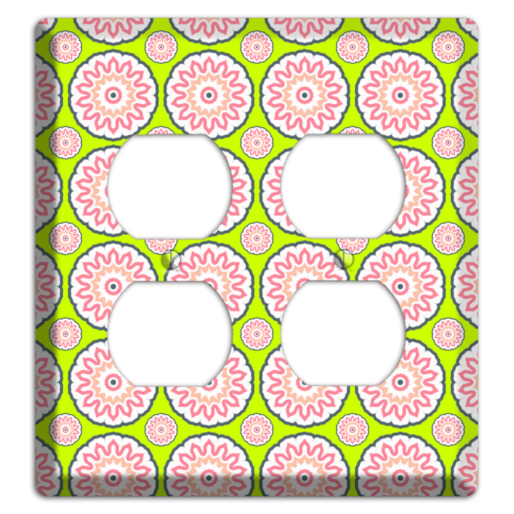 Green with Tiled Suzani 2 Duplex Wallplate