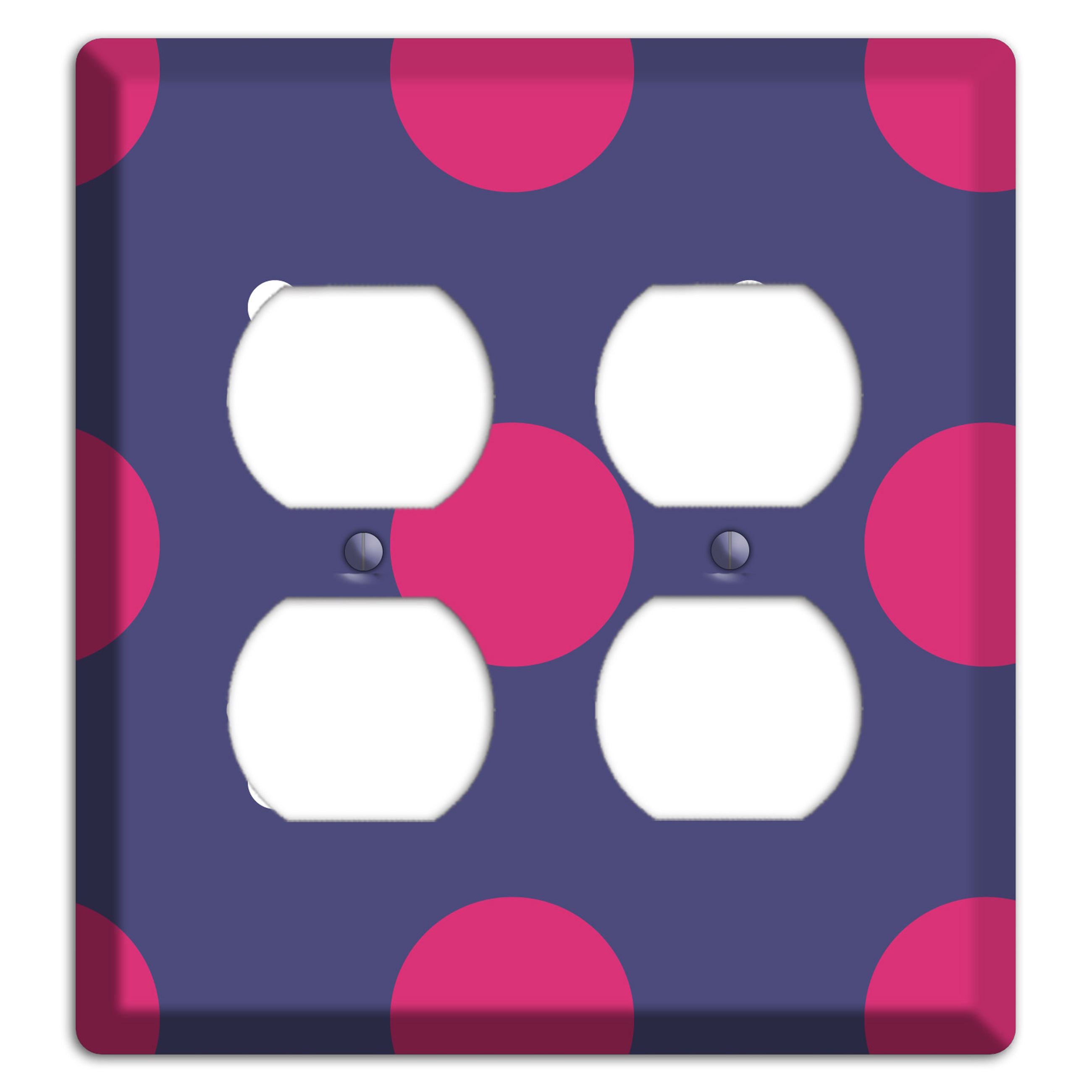 Purple with Purple and White Multi Tiled Medium Dots 2 Duplex Wallplate