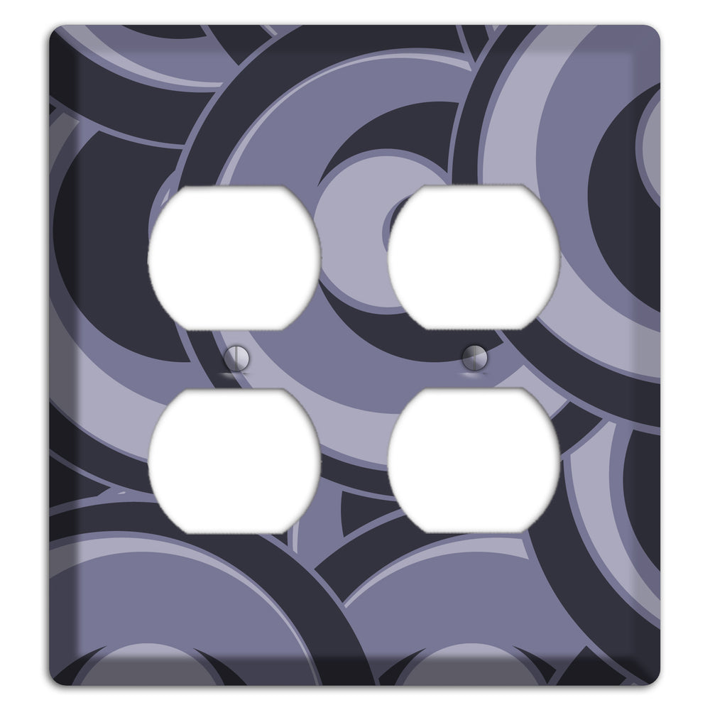 Black and Purple-grey Deco Circles 2 Duplex Wallplate