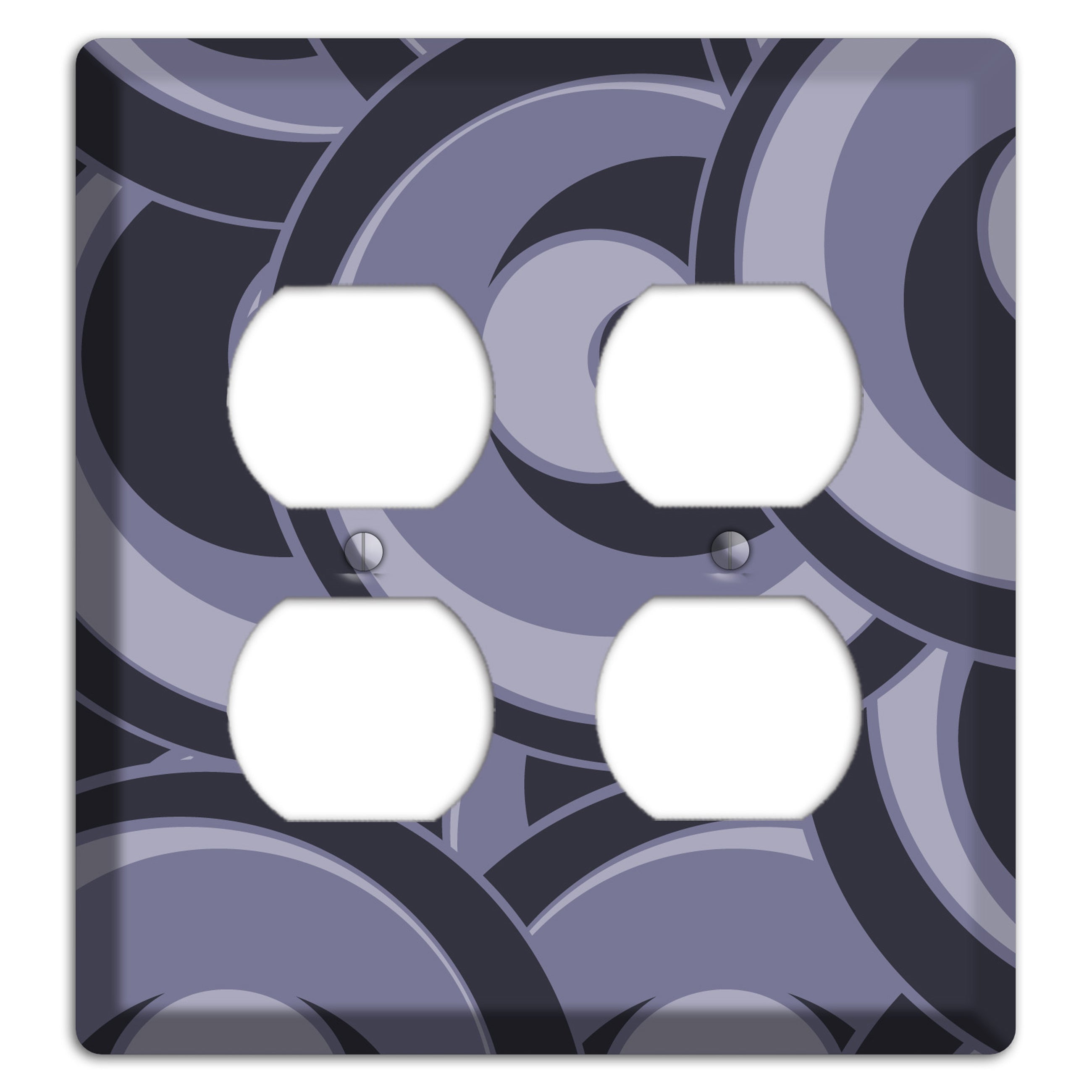 Black and Purple-grey Deco Circles 2 Duplex Wallplate