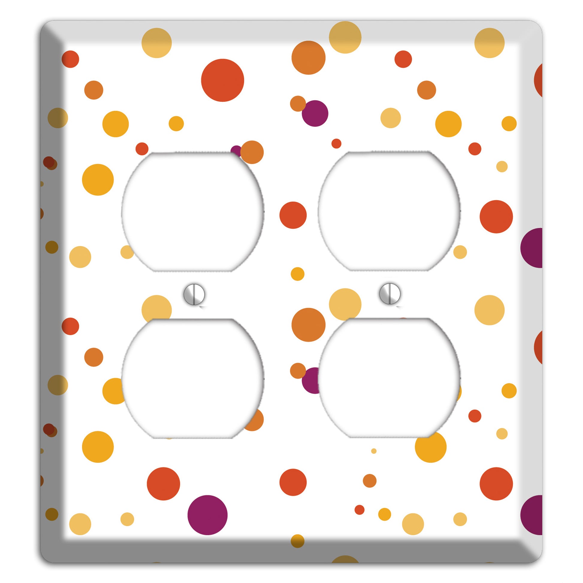 White with Multi Red and Umber Small Dots 2 Duplex Wallplate