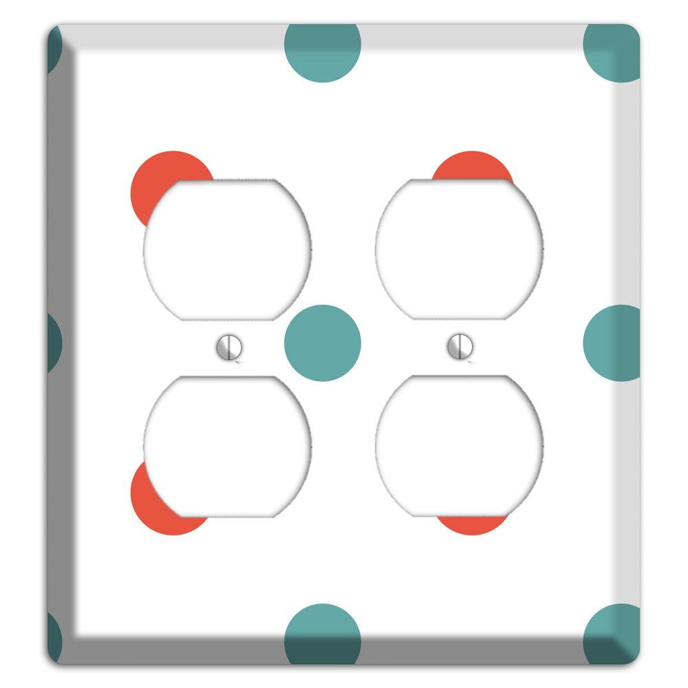 Aqua and Coral Medium Polka Dots 2 Duplex Wallplate