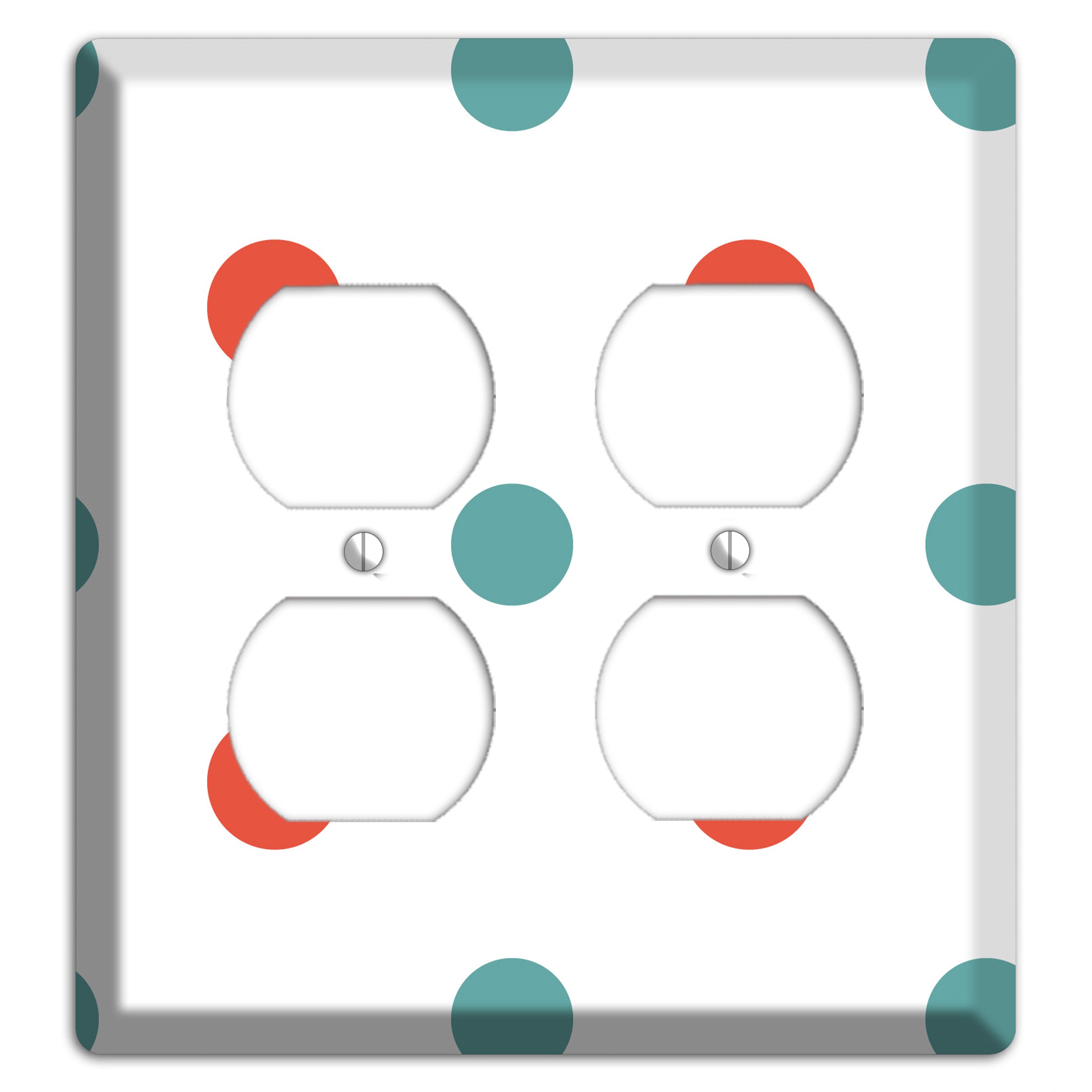Aqua and Coral Medium Polka Dots 2 Duplex Wallplate