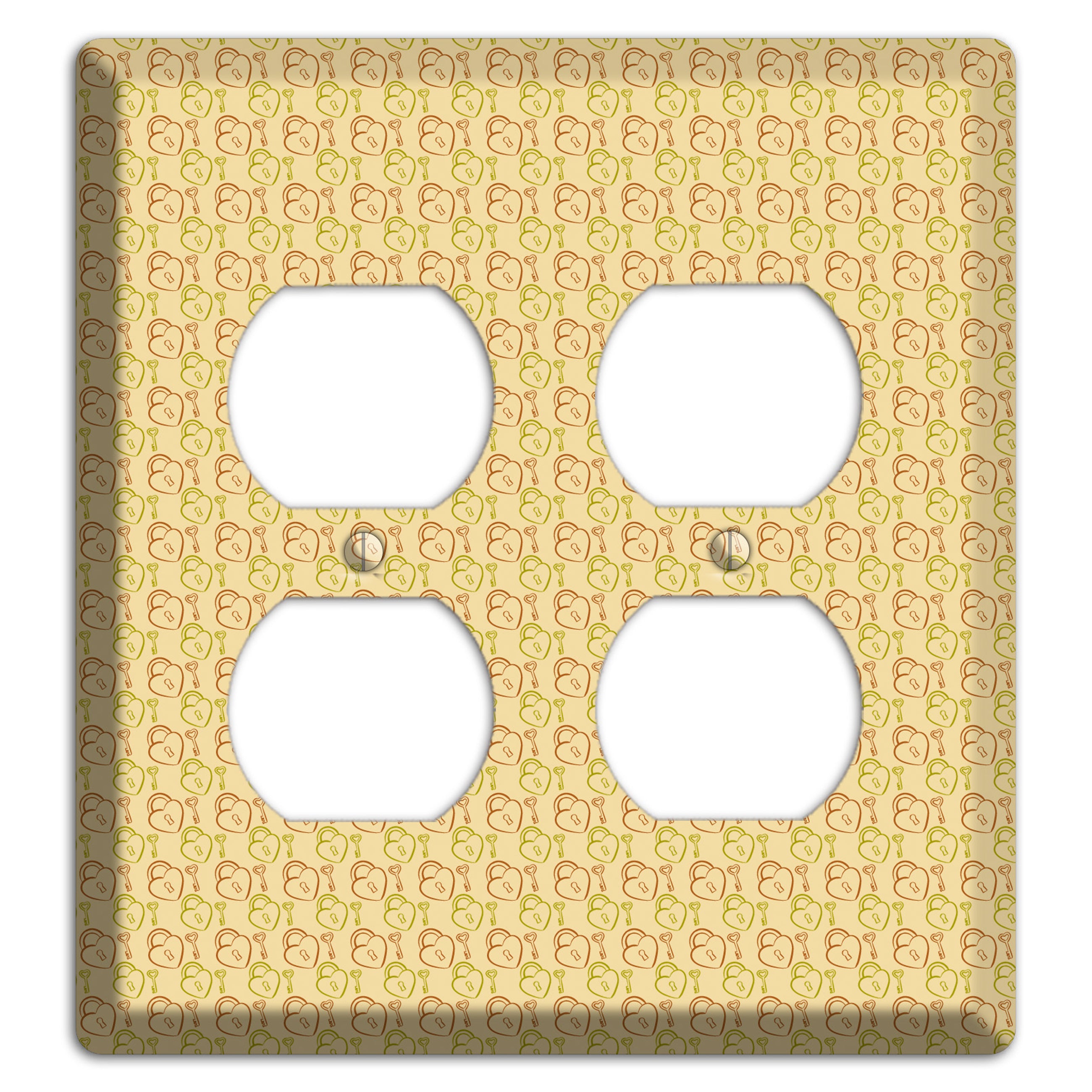 Heart Padlock with Key 2 Duplex Wallplate