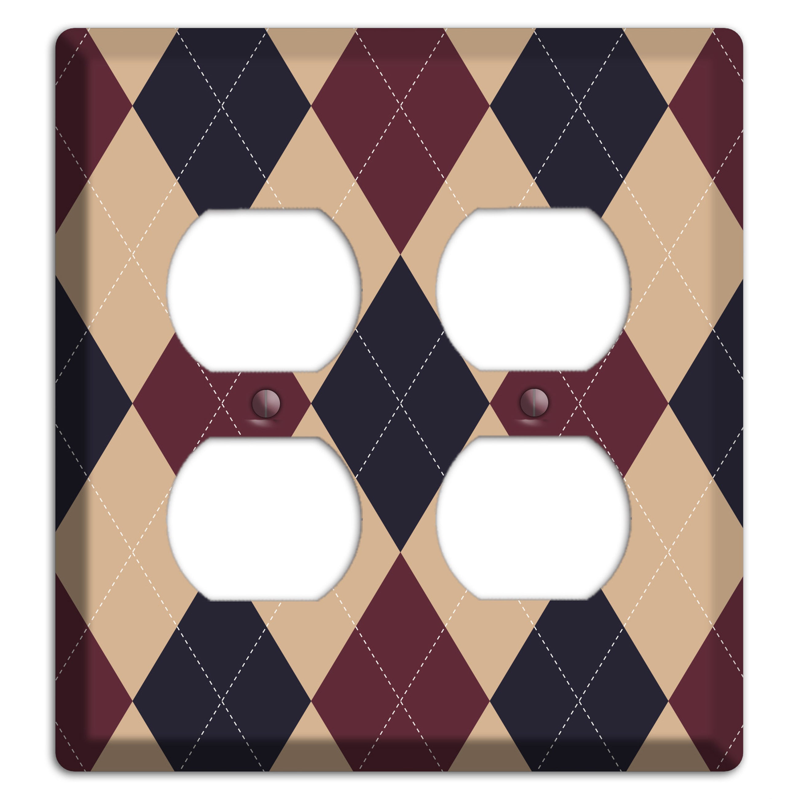Brown and Tan Argyle 2 Duplex Wallplate