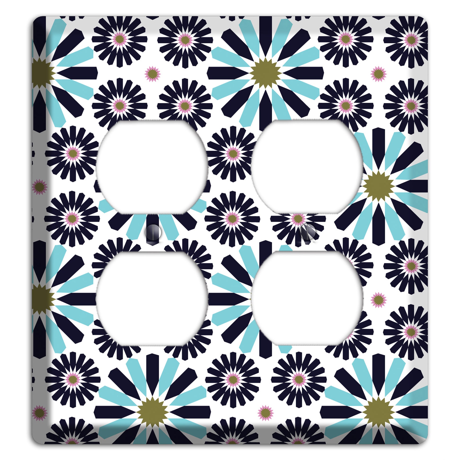 Dusty Blue and Olive Scandinavian Floral 2 Duplex Wallplate