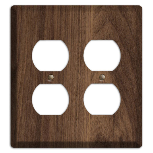 Walnut Wood 2 Duplex Outlet Cover Plate