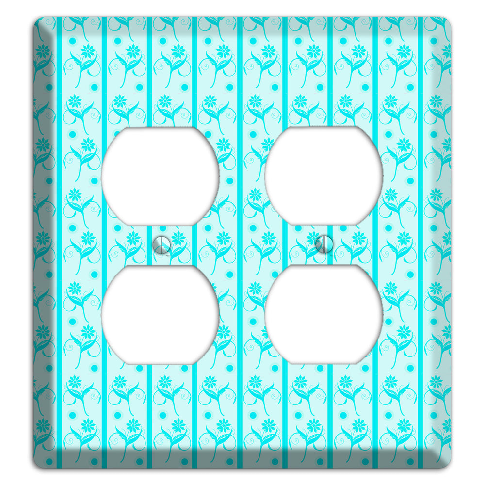 Teal Floral Pattern 2 Duplex Wallplate