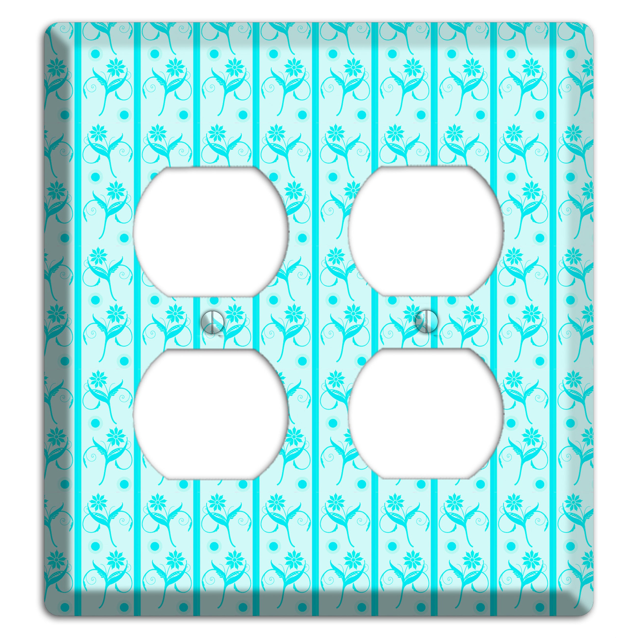 Teal Floral Pattern 2 Duplex Wallplate