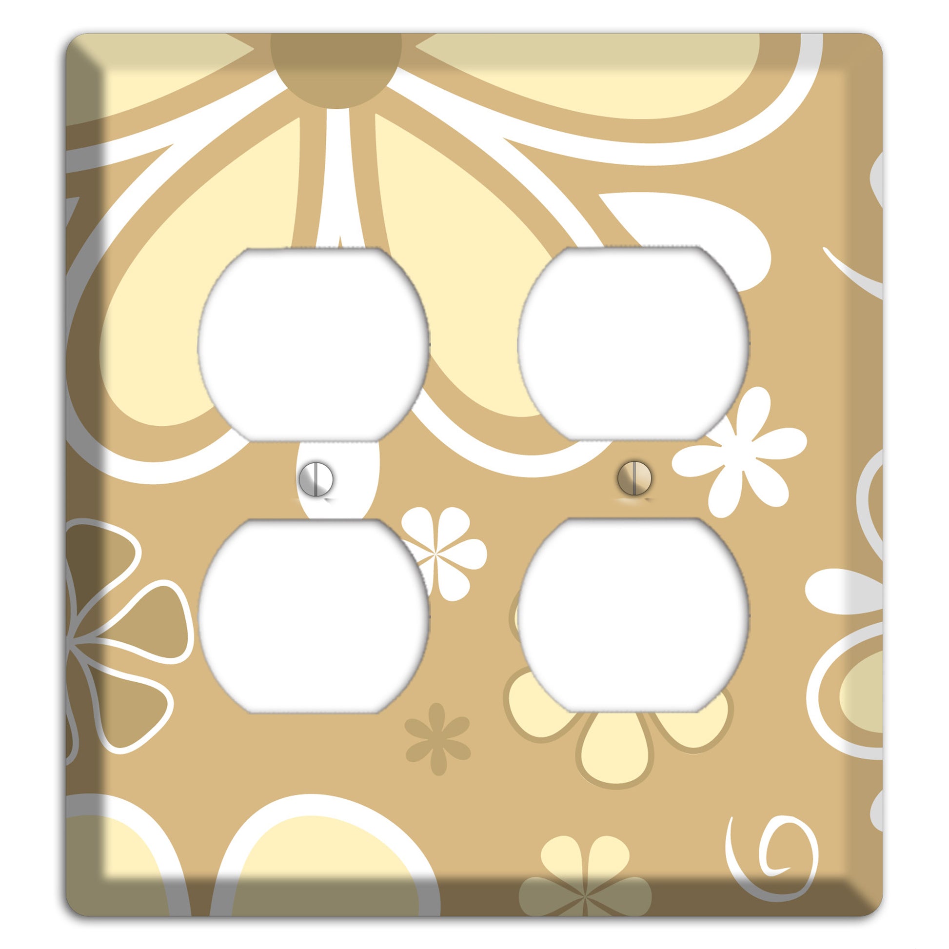 Beige Retro Flowers 2 Duplex Wallplate