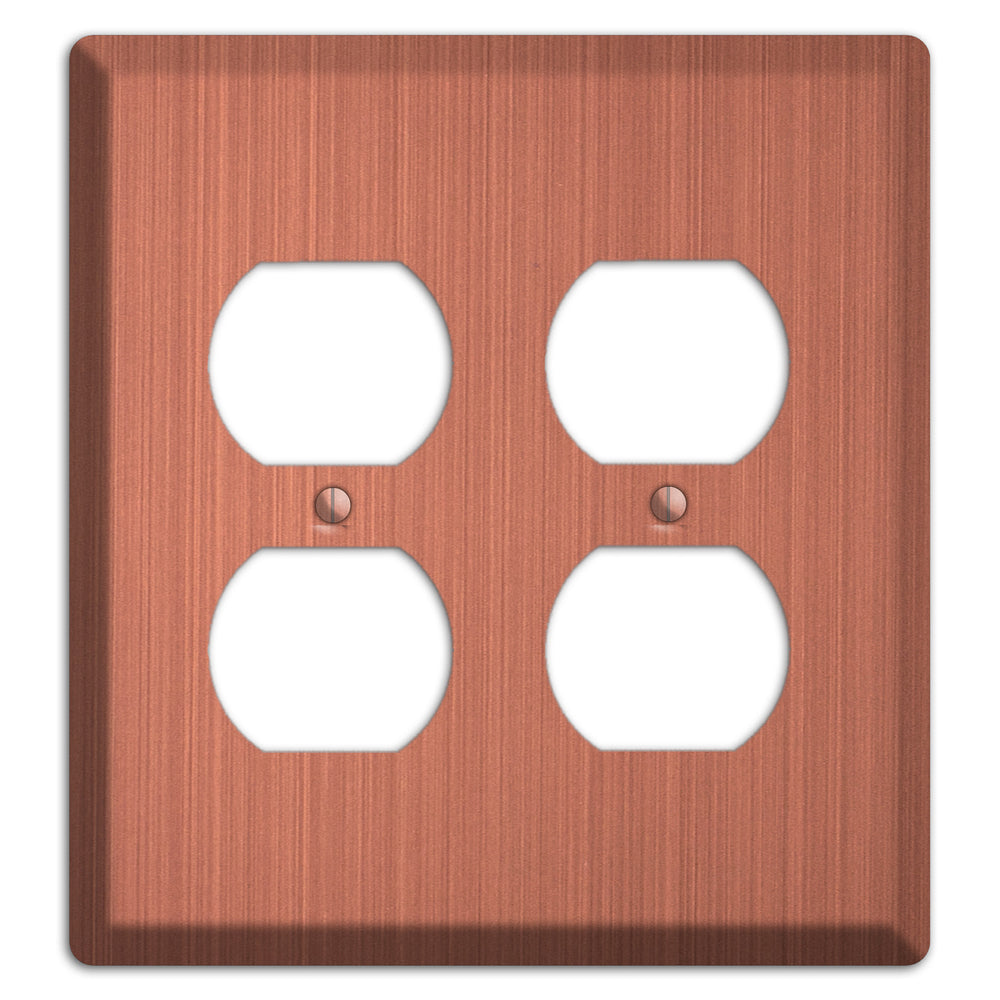 Antique Brushed Solid Copper 2 Duplex Wallplate