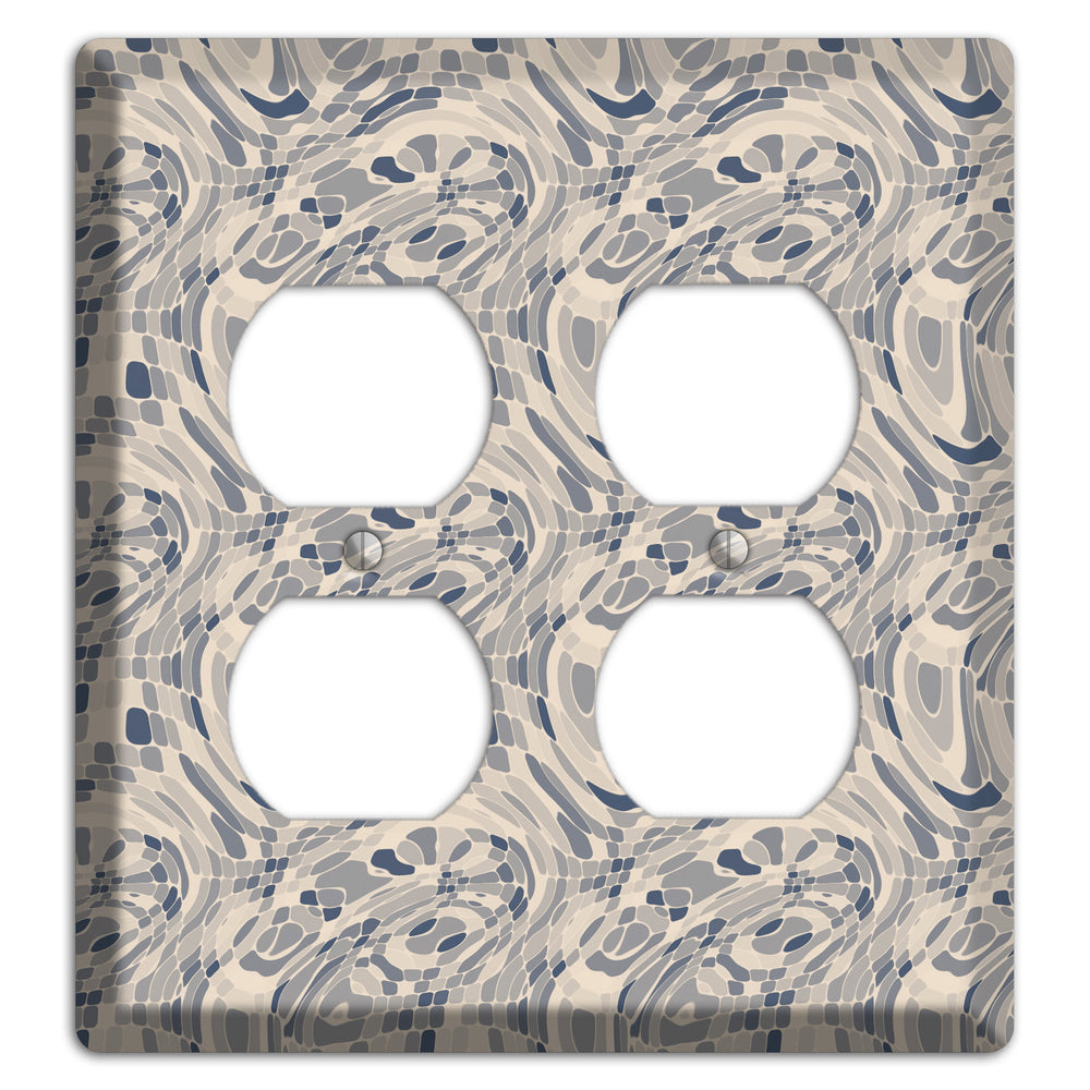 Blue and Beige Abstract 2 2 Duplex Wallplate