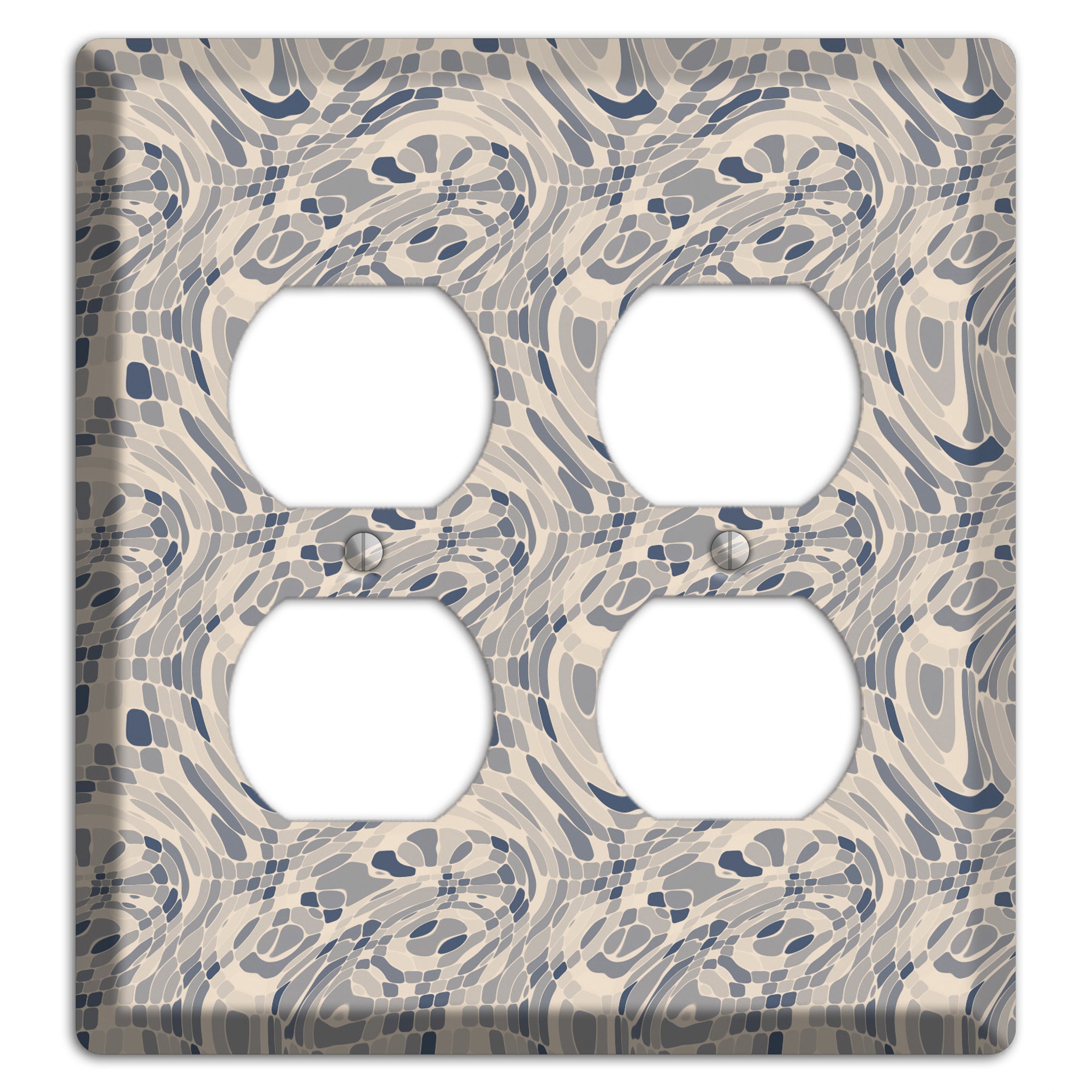 Blue and Beige Abstract 2 2 Duplex Wallplate