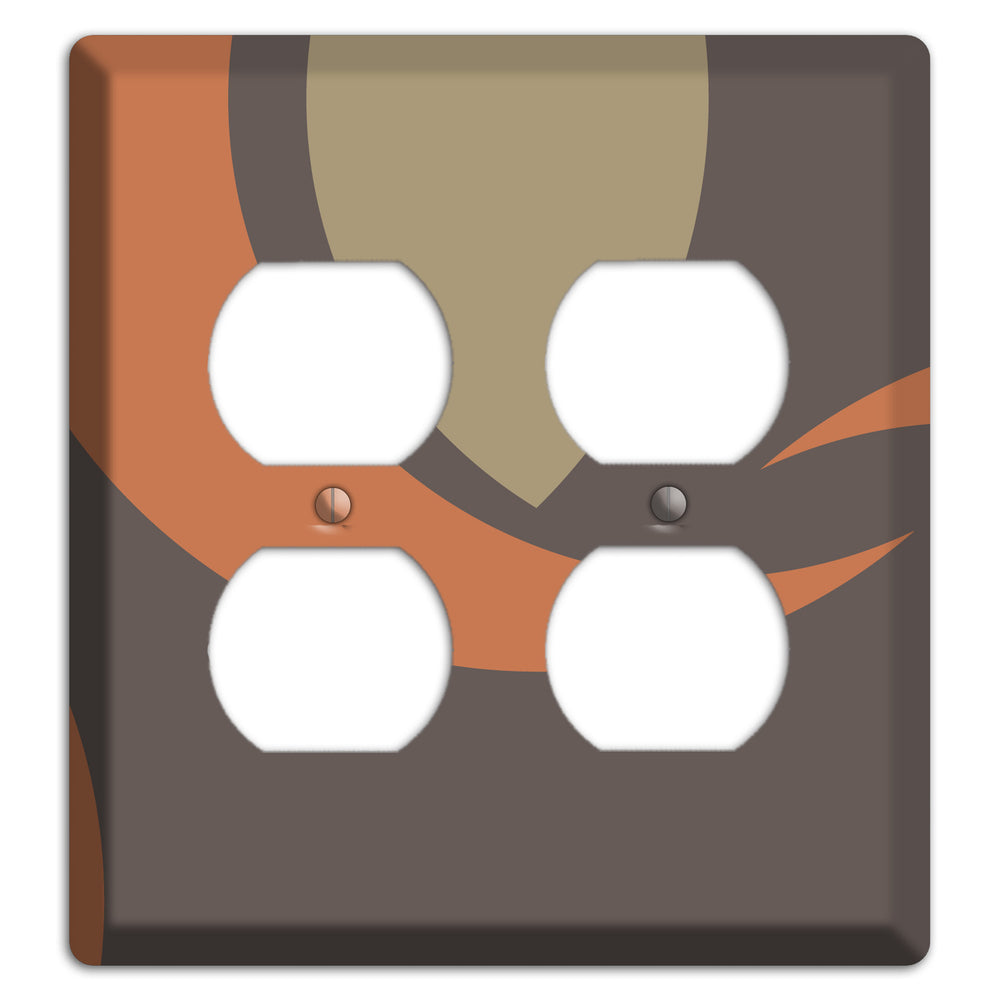 Grey Beige and Orange Abstract 2 Duplex Wallplate