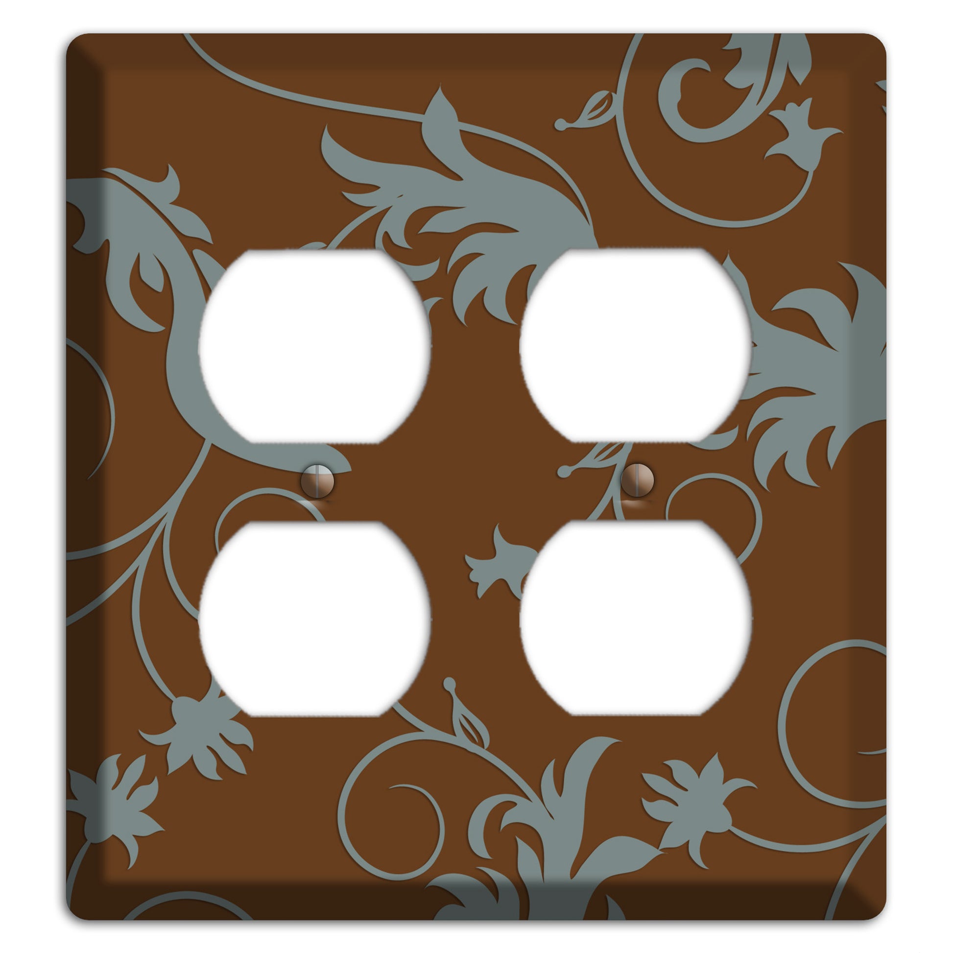 Brown and Grey Victorian Sprig 2 Duplex Wallplate