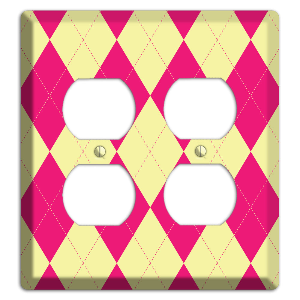 Pink and Yellow Argyle 2 Duplex Wallplate