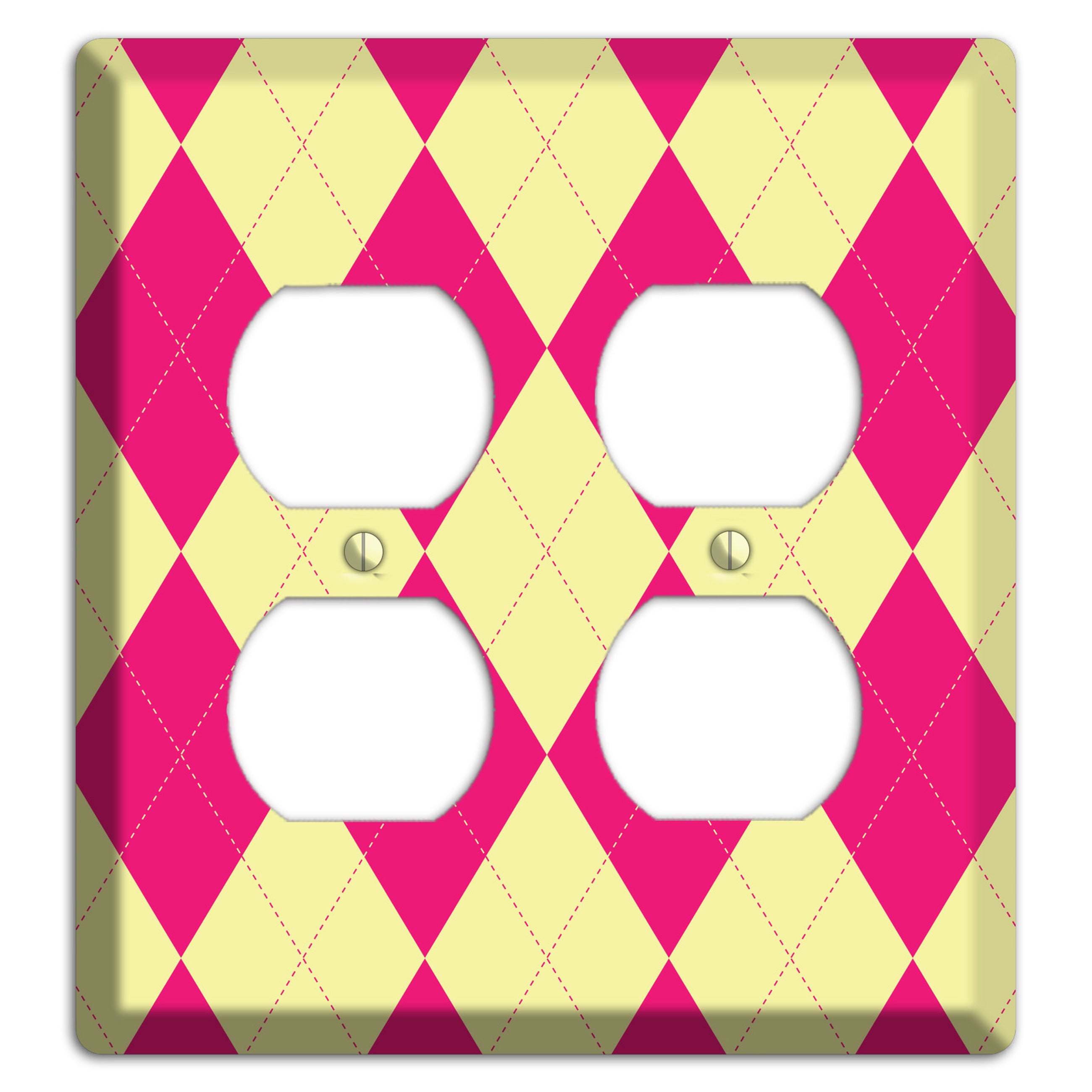 Pink and Yellow Argyle 2 Duplex Wallplate