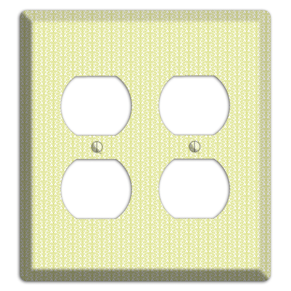 Olive Tiny Toile Half Drop 2 Duplex Wallplate