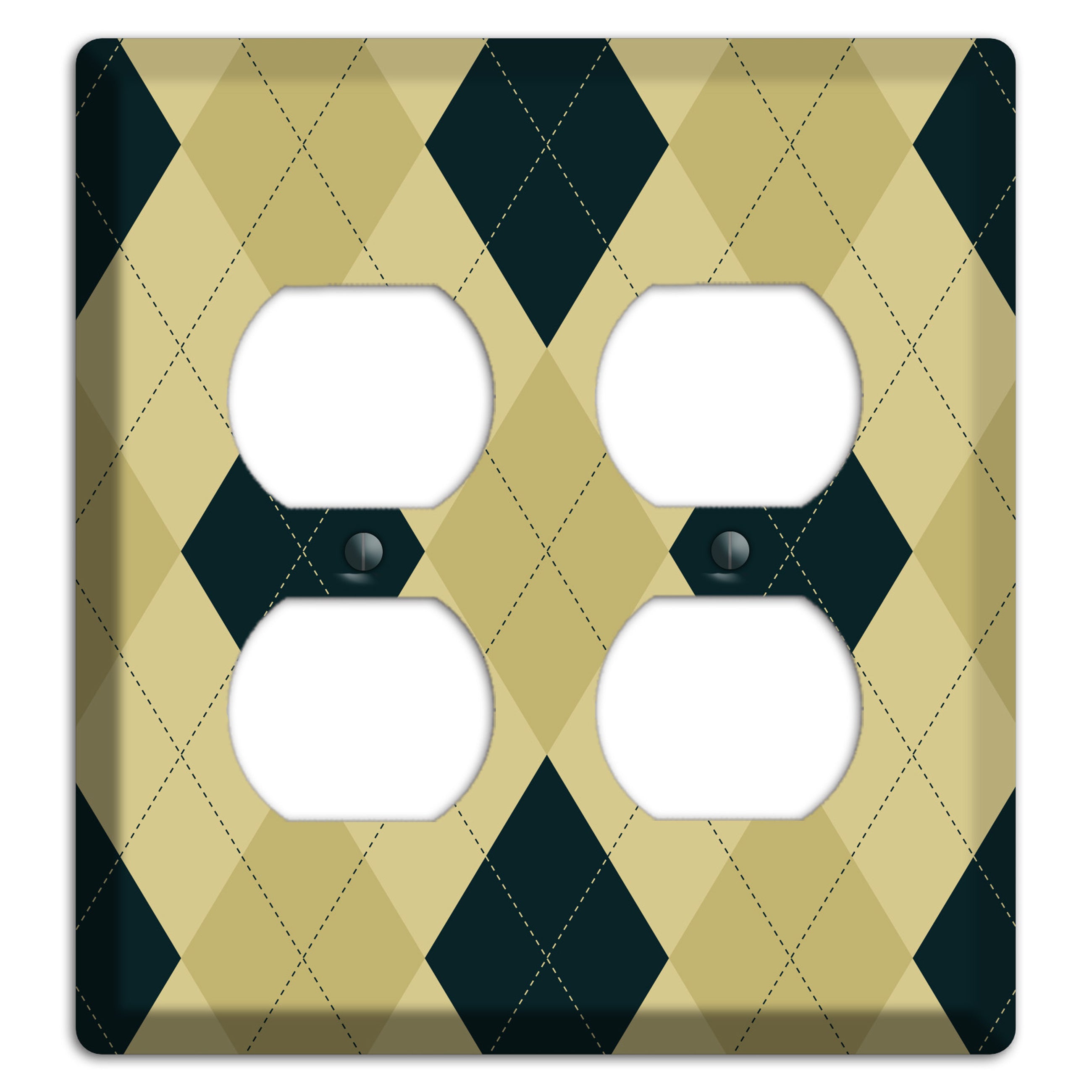 Beige and Yellow Argyle 2 Duplex Wallplate