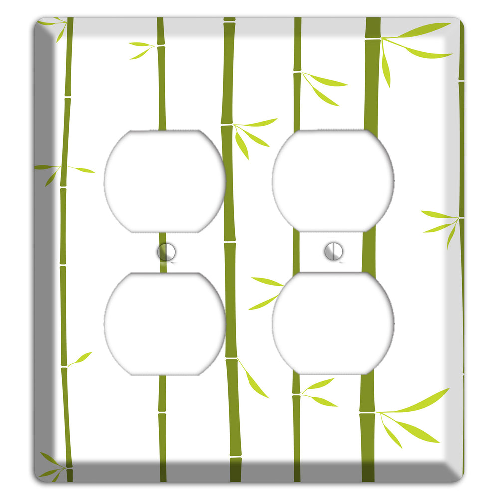 Green And White Bamboo 2 Duplex Wallplate