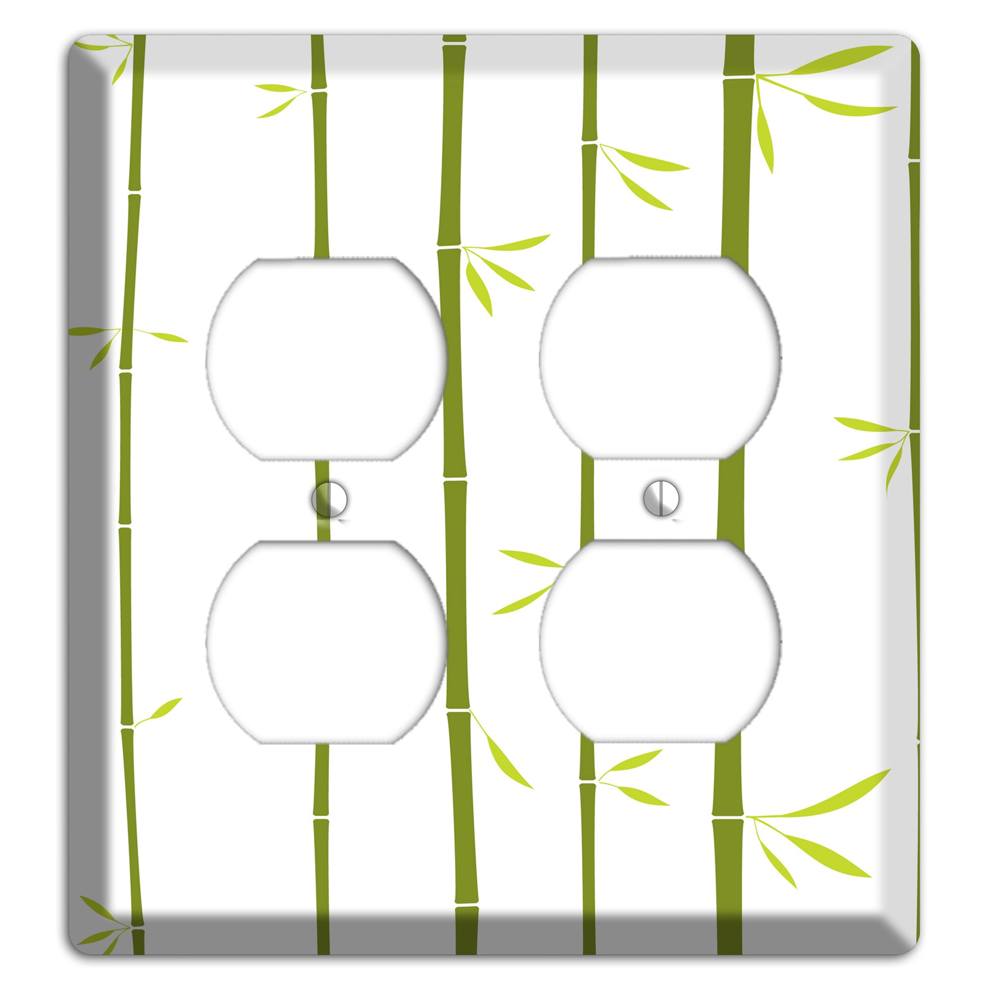 Green And White Bamboo 2 Duplex Wallplate