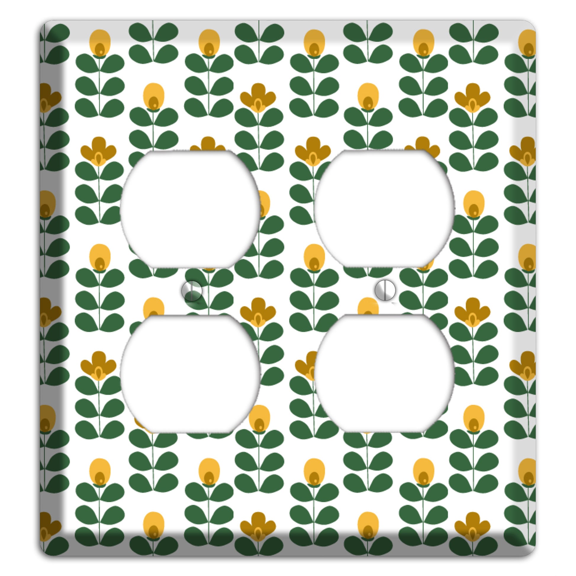 Multi Mustard Deco Floral Half Drop 2 Duplex Wallplate