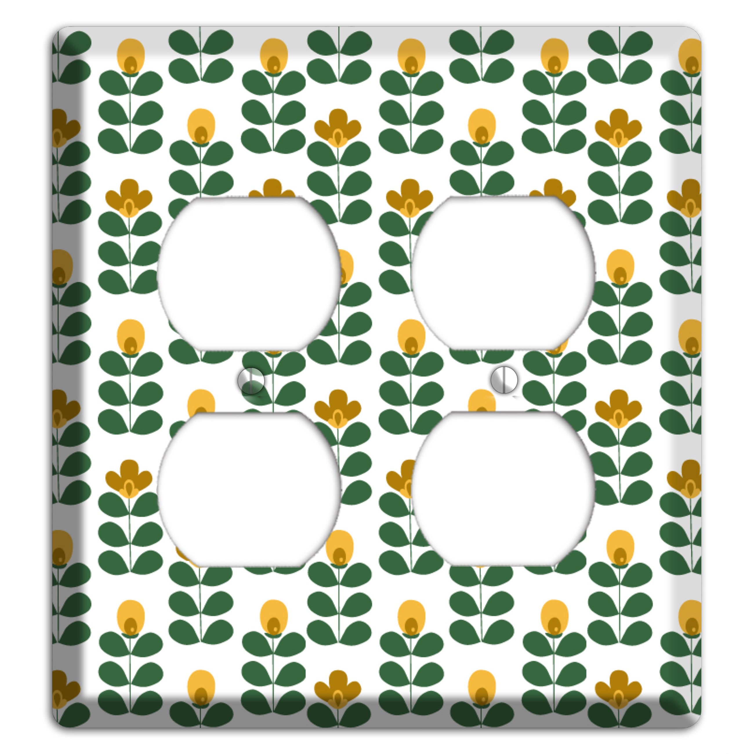 Multi Mustard Deco Floral Half Drop 2 Duplex Wallplate