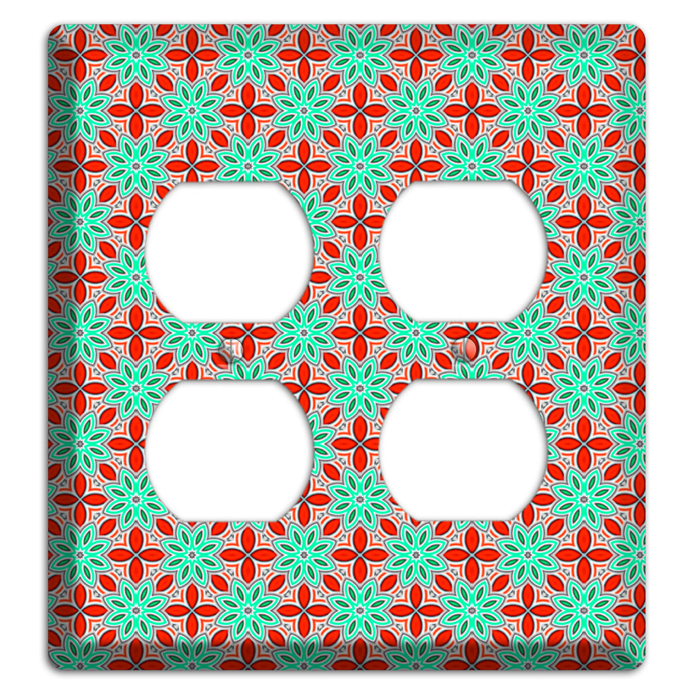 Green and Red Foulard 2 Duplex Wallplate