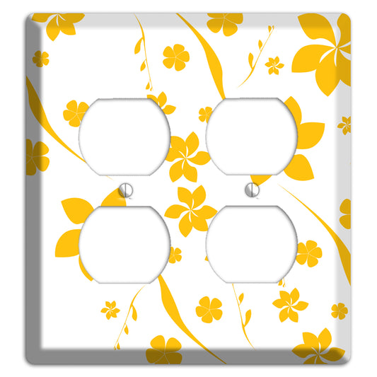 White with Yellow Flower 2 Duplex Wallplate
