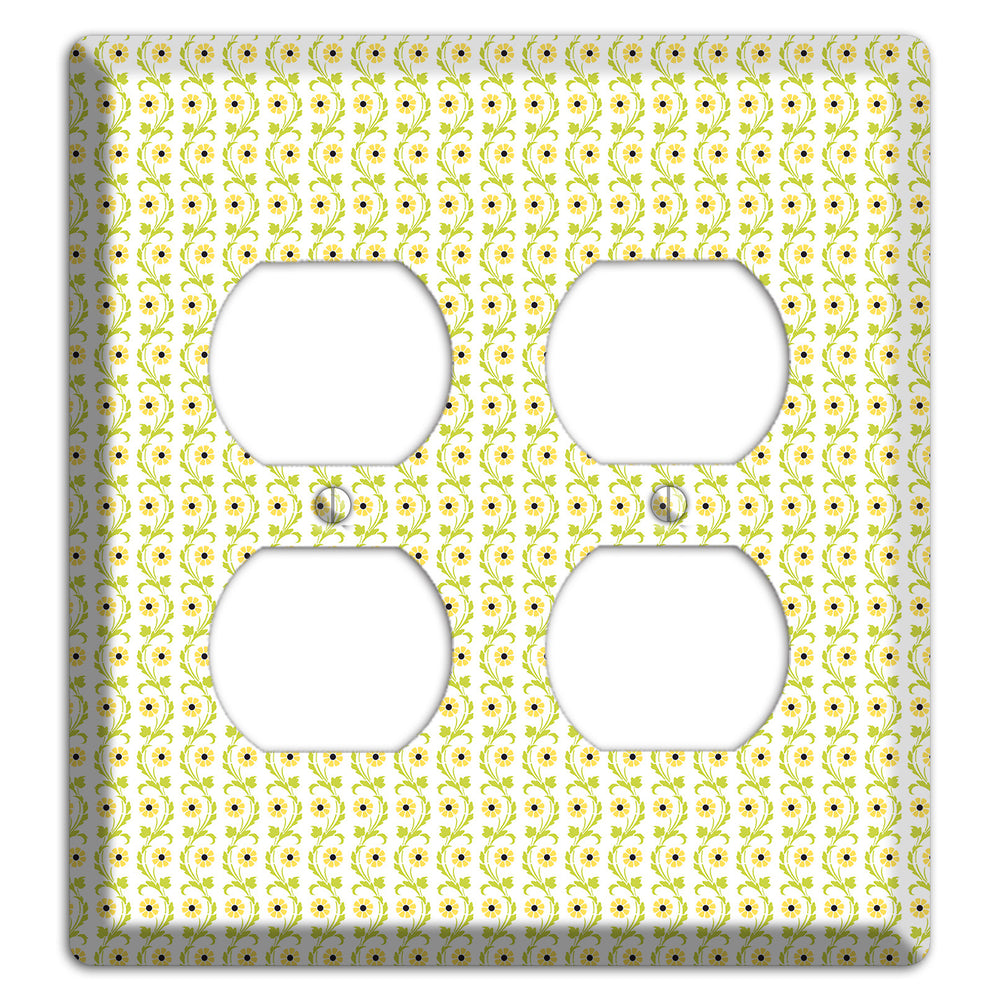 Tiny Yellow and Green Retro Sprig 2 Duplex Wallplate