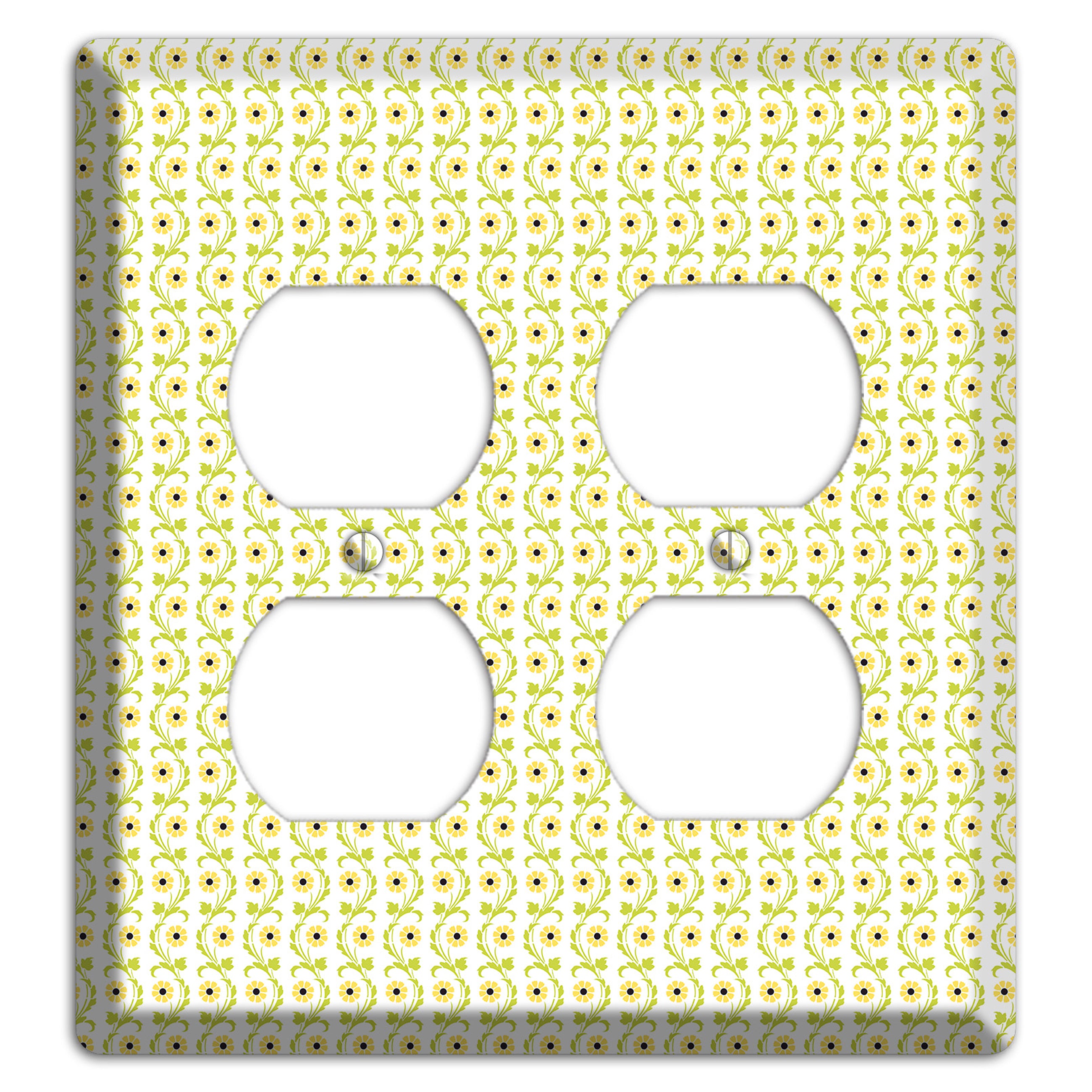 Tiny Yellow and Green Retro Sprig 2 Duplex Wallplate