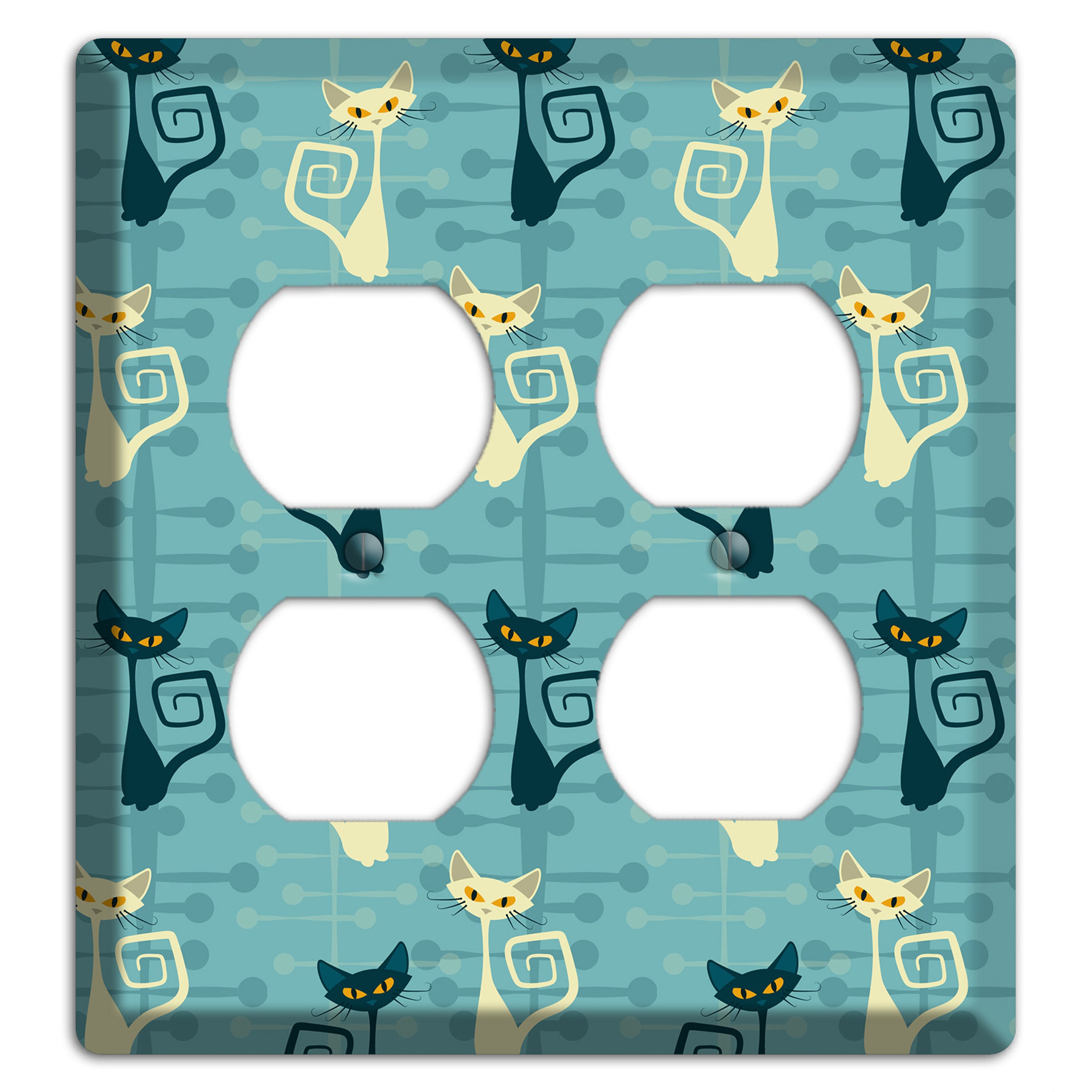 Black and Yellow Kitties 2 Duplex Wallplate