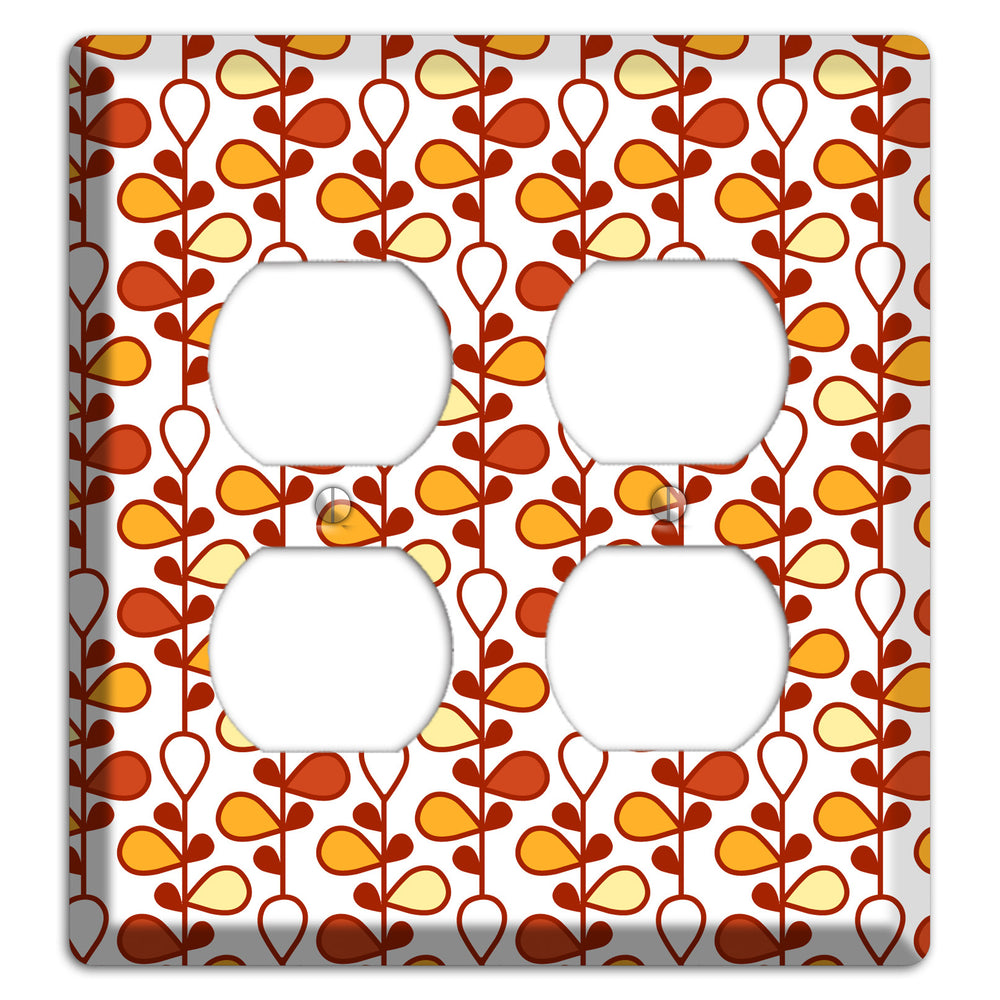 White with Red and Orange Drop and Vine 2 Duplex Wallplate