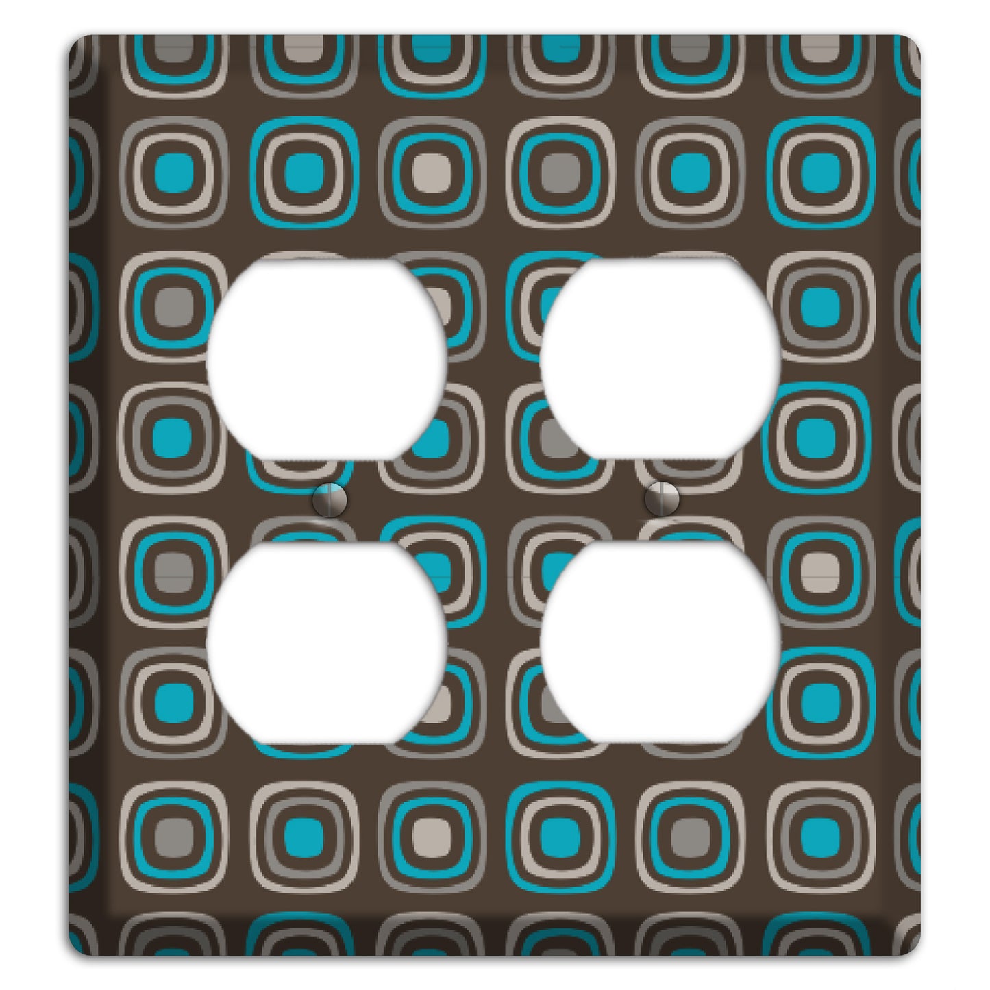 Brown and Blue Rounded Squares 2 Duplex Wallplate