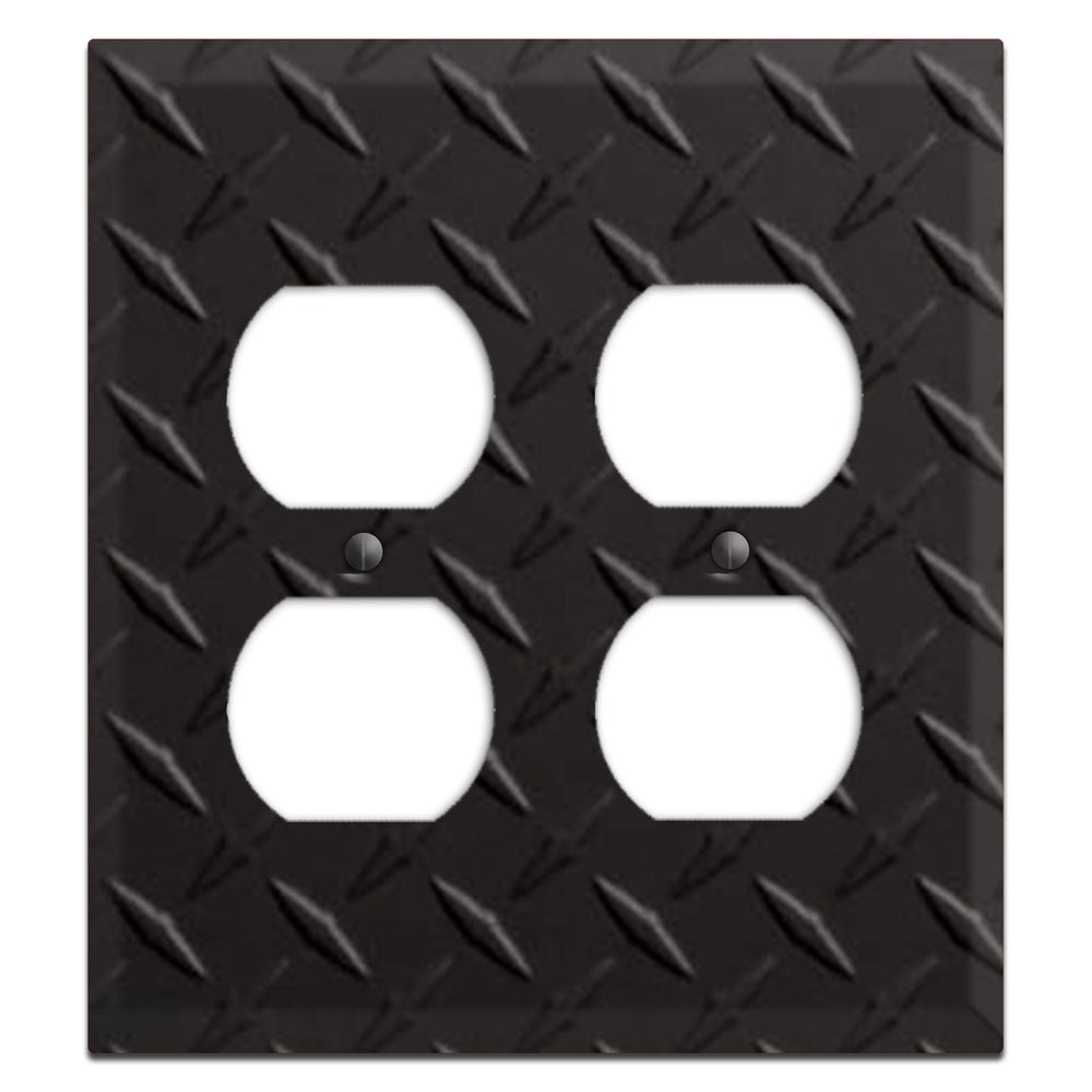 Diamond Tread Matte Black 2 Duplex Wallplate