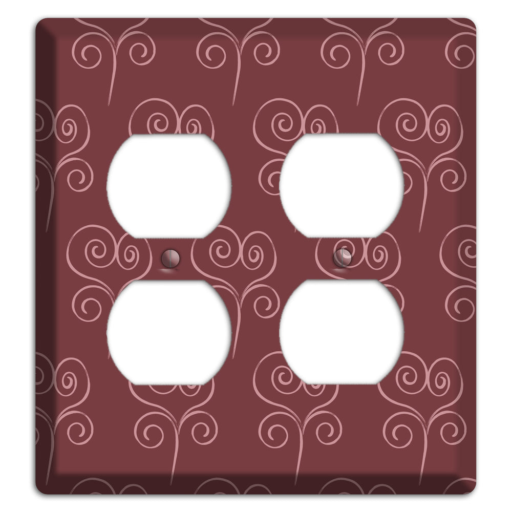 Maroon Scroll Heart 2 Duplex Wallplate
