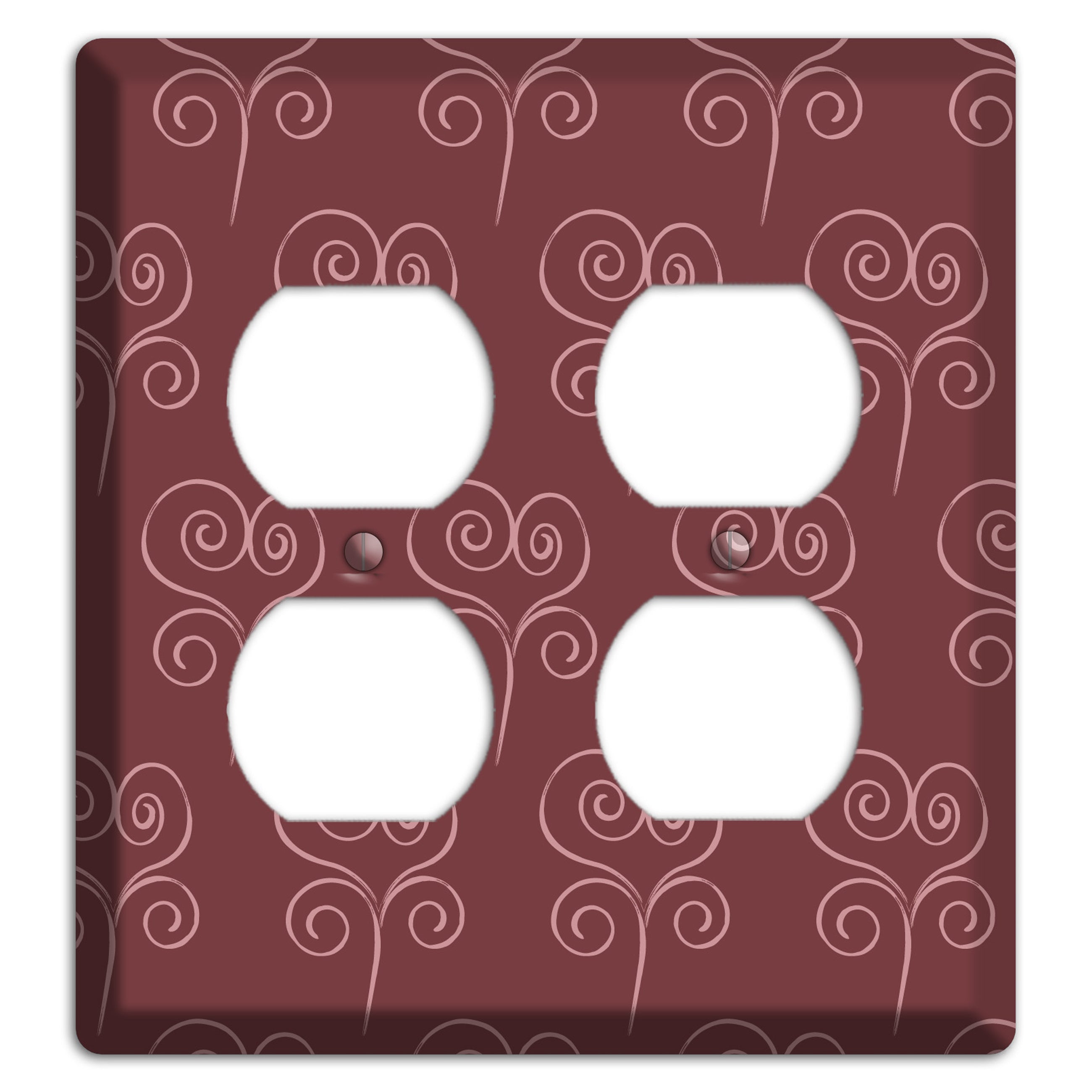 Maroon Scroll Heart 2 Duplex Wallplate