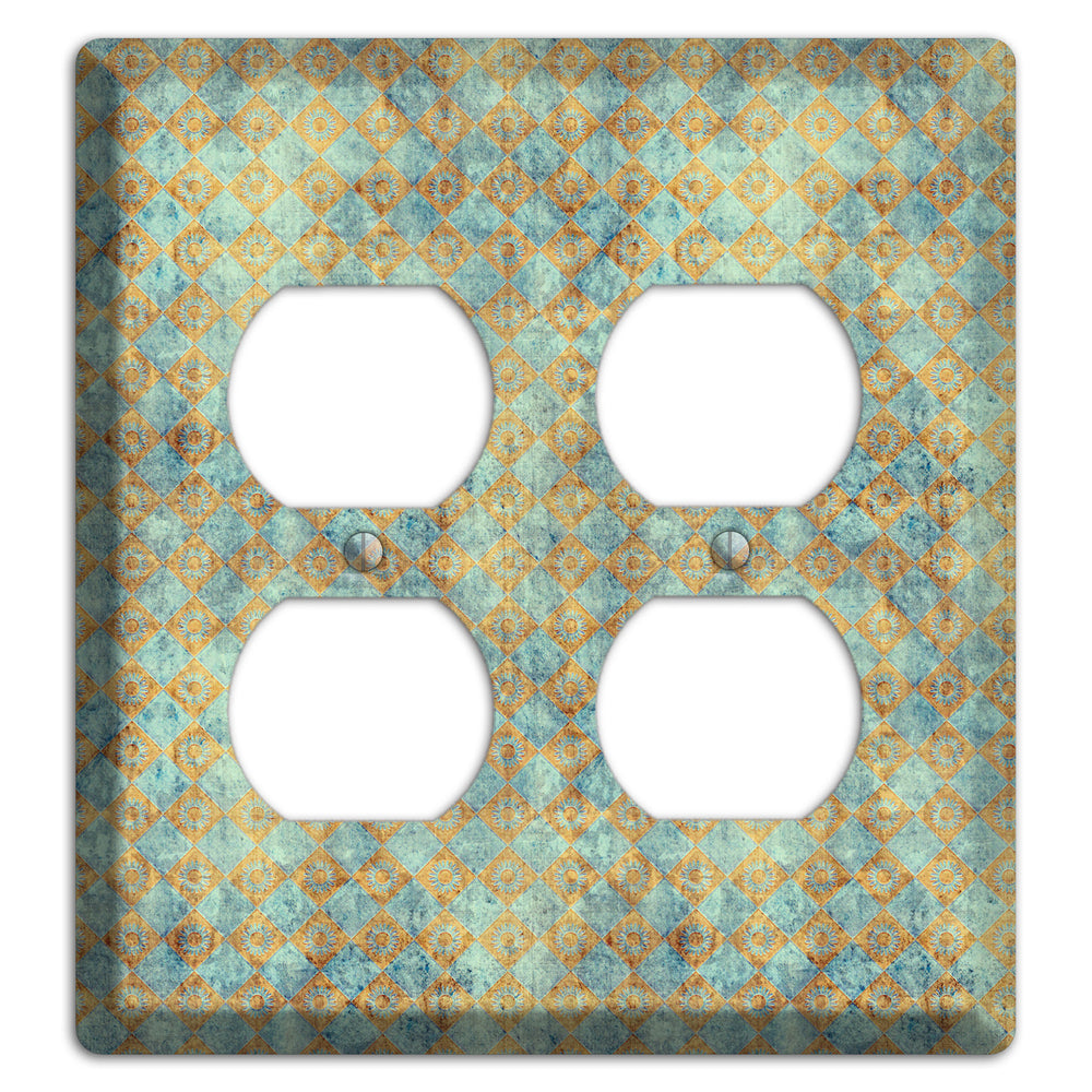 Green and Beige Diamond Circles 2 Duplex Wallplate