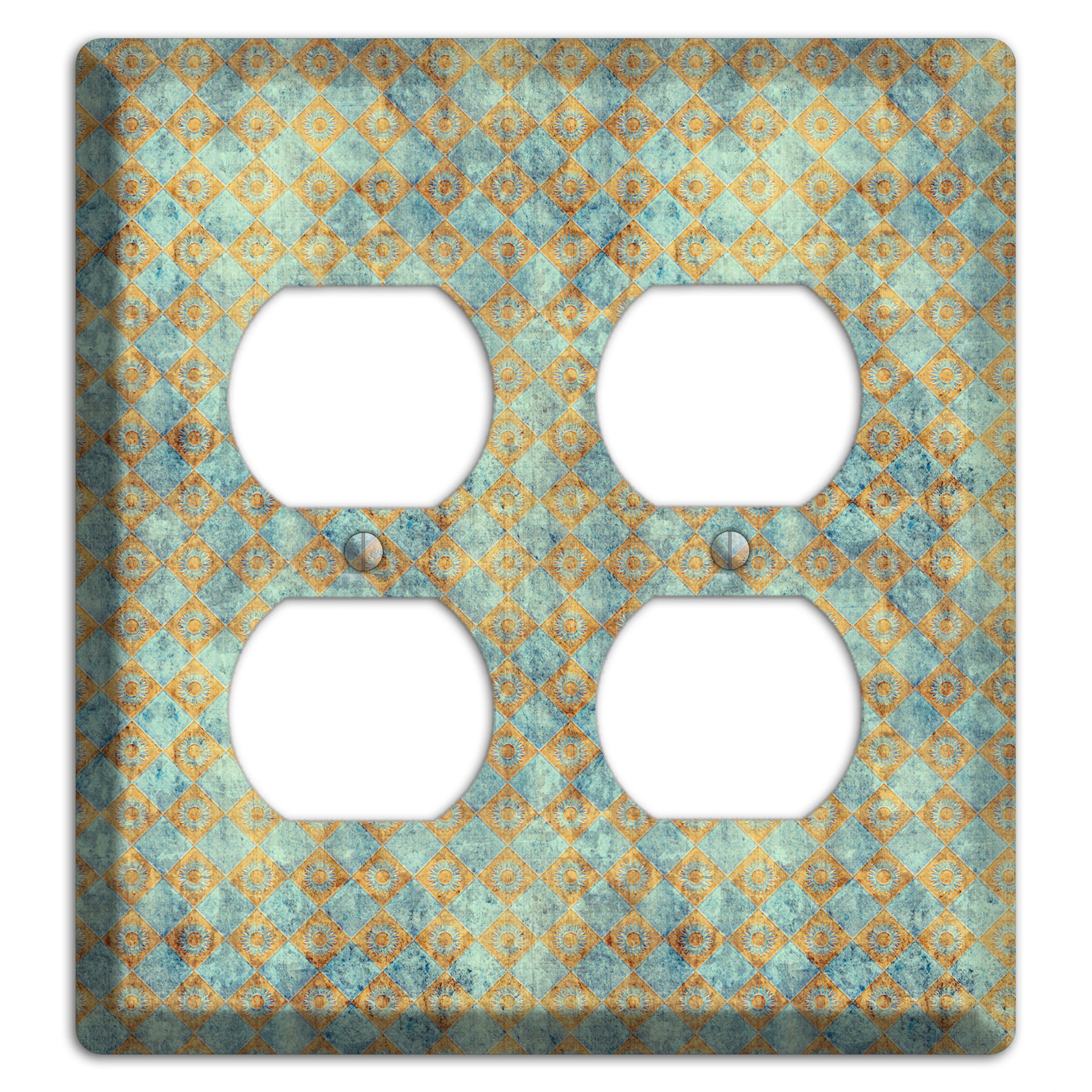 Green and Beige Diamond Circles 2 Duplex Wallplate
