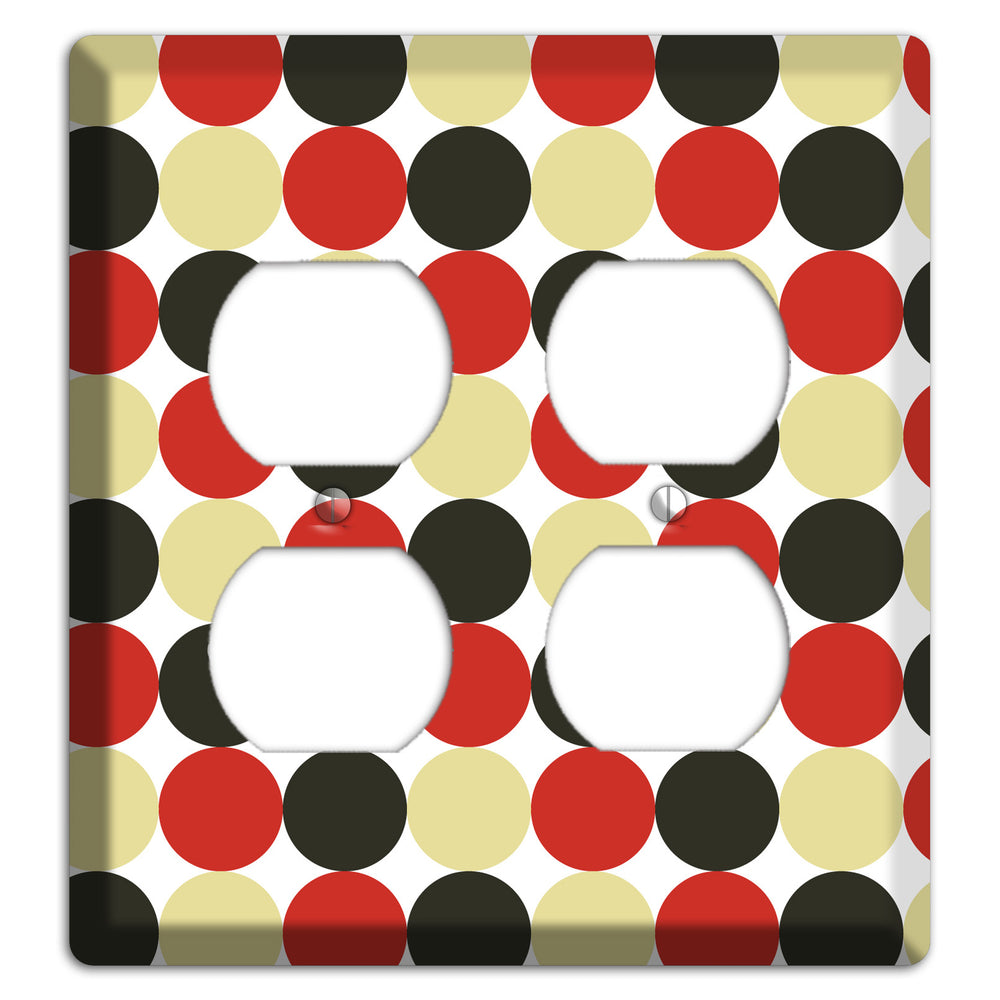 Beige Red Black Tiled Dots 2 Duplex Wallplate
