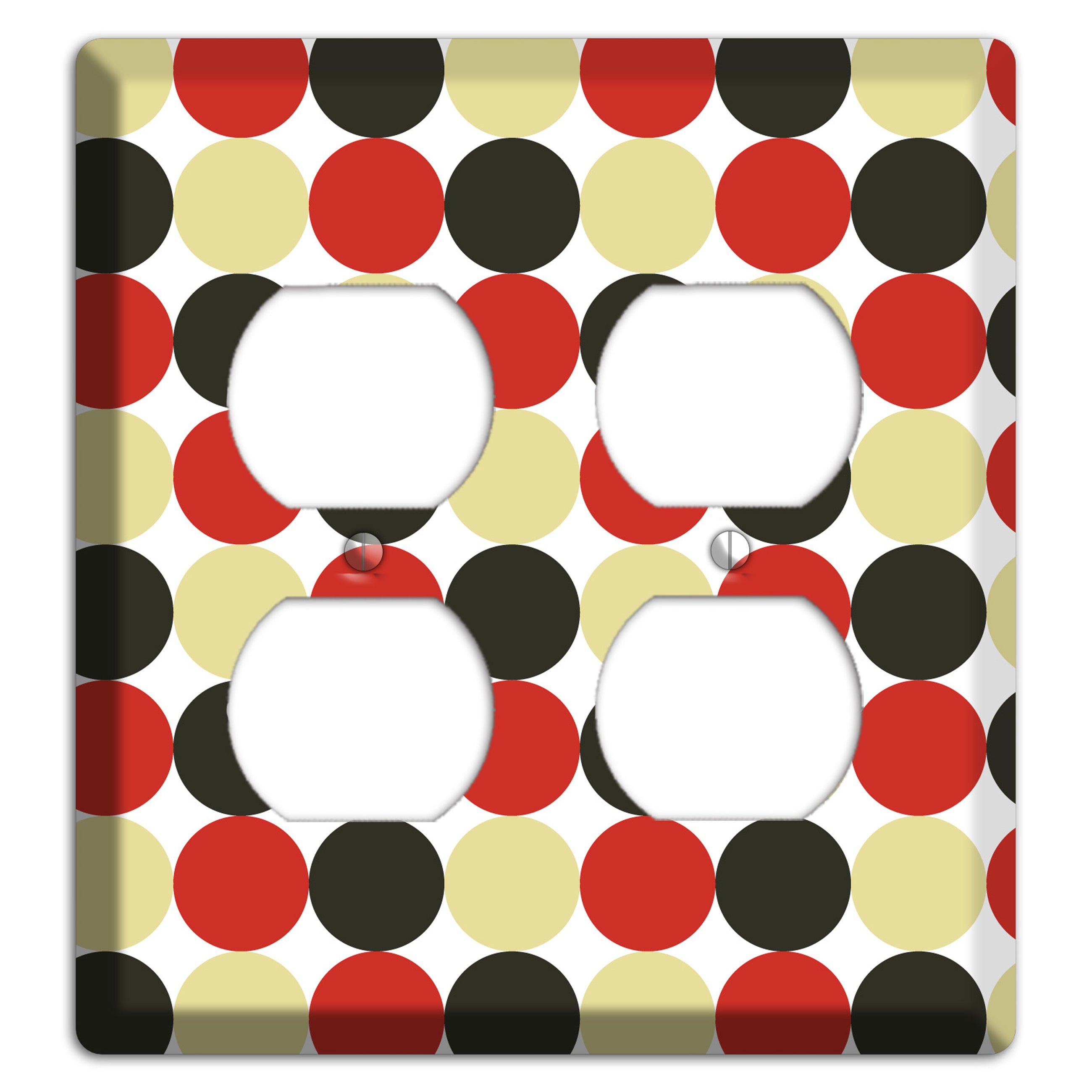 Beige Red Black Tiled Dots 2 Duplex Wallplate