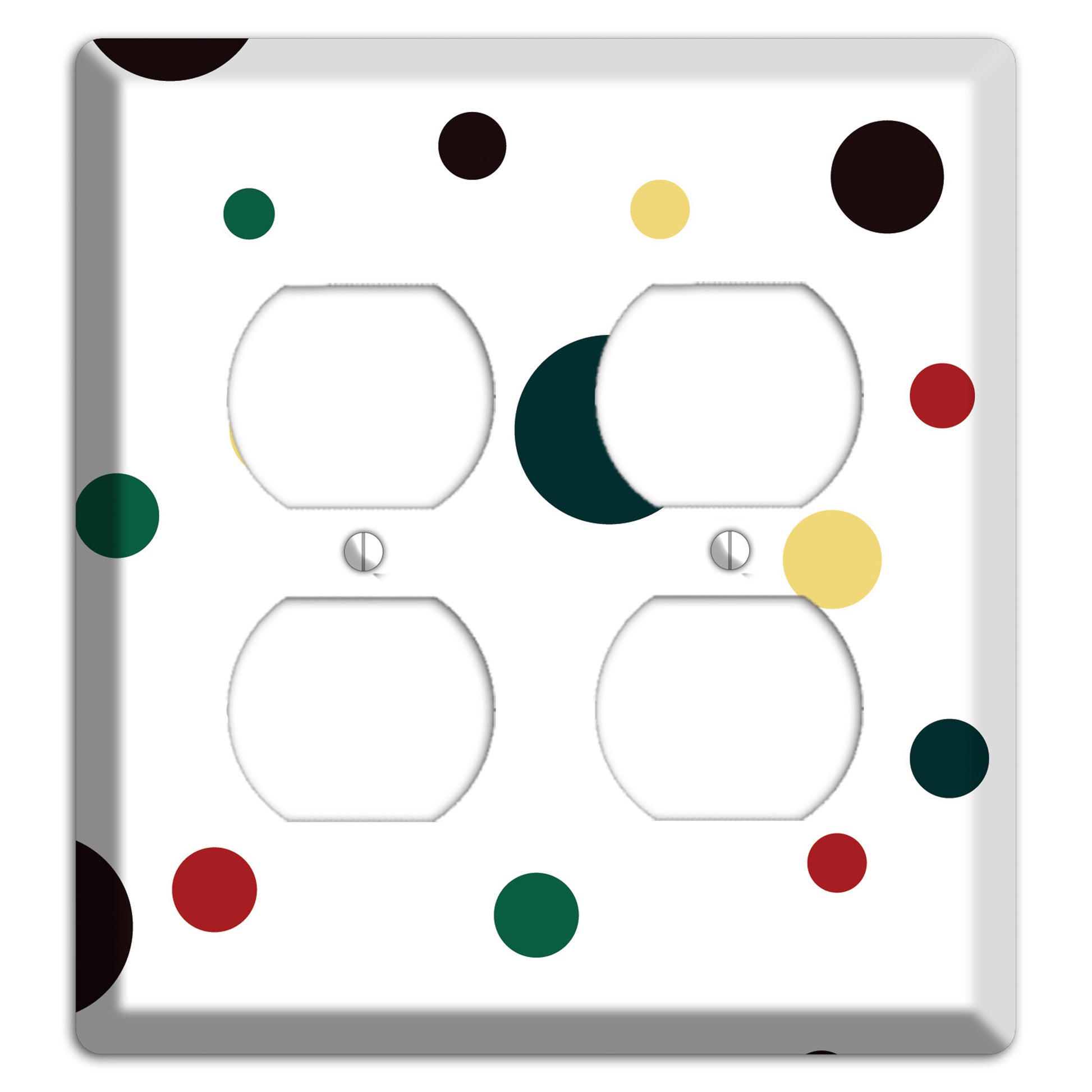 White with Multi Color Medium Dots 2 2 Duplex Wallplate