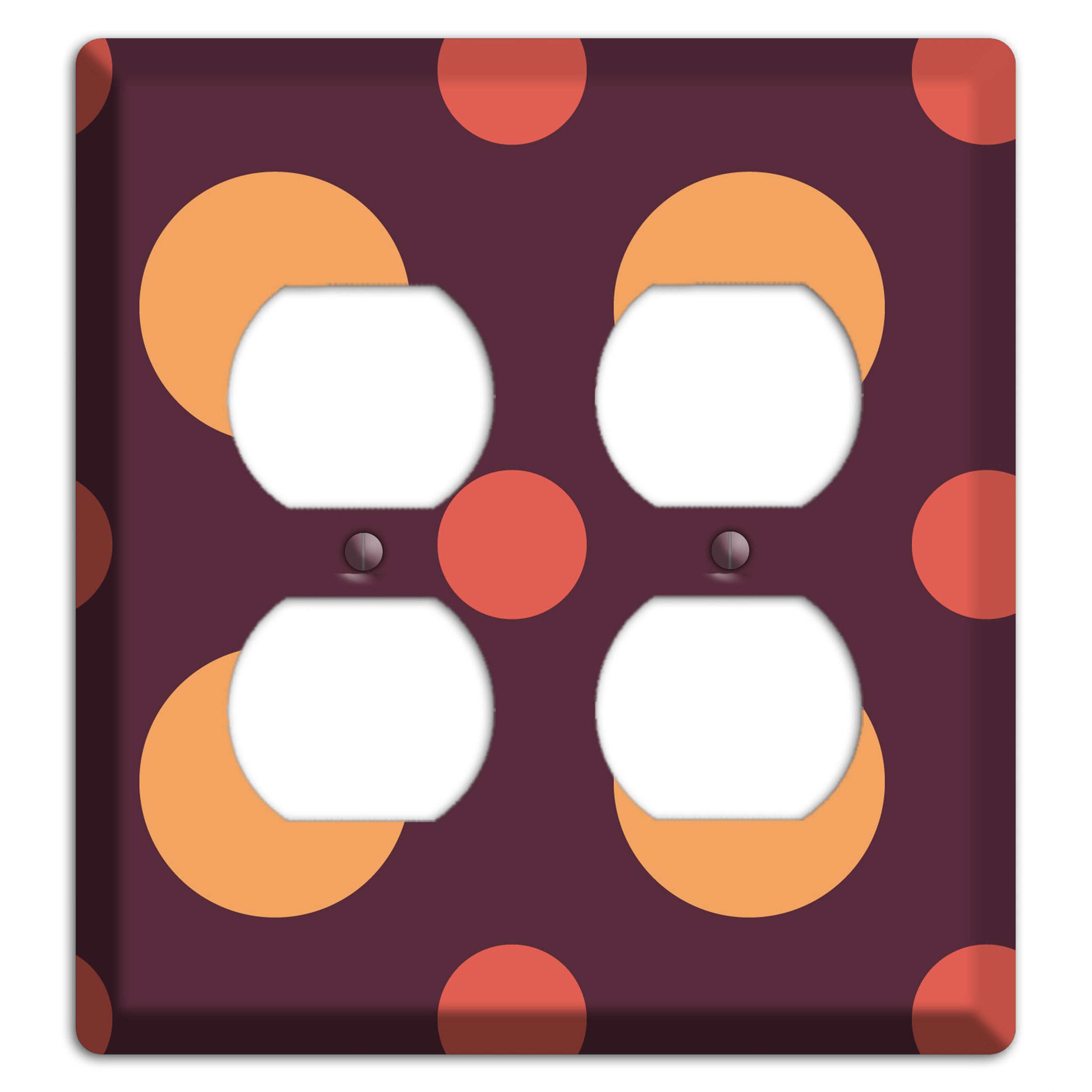 Eggplant with Multi Coral Multi Medium Polka Dots 2 Duplex Wallplate