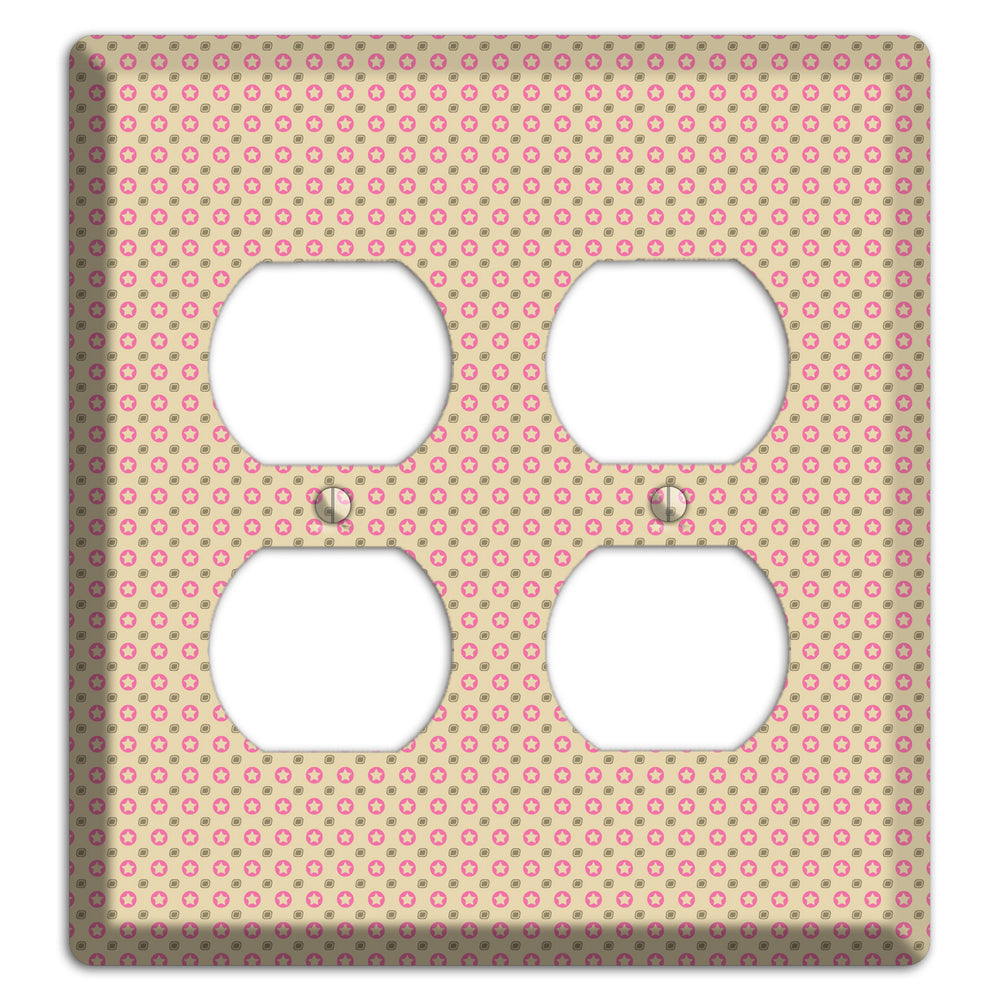 Beige with Pink Stars 2 Duplex Wallplate