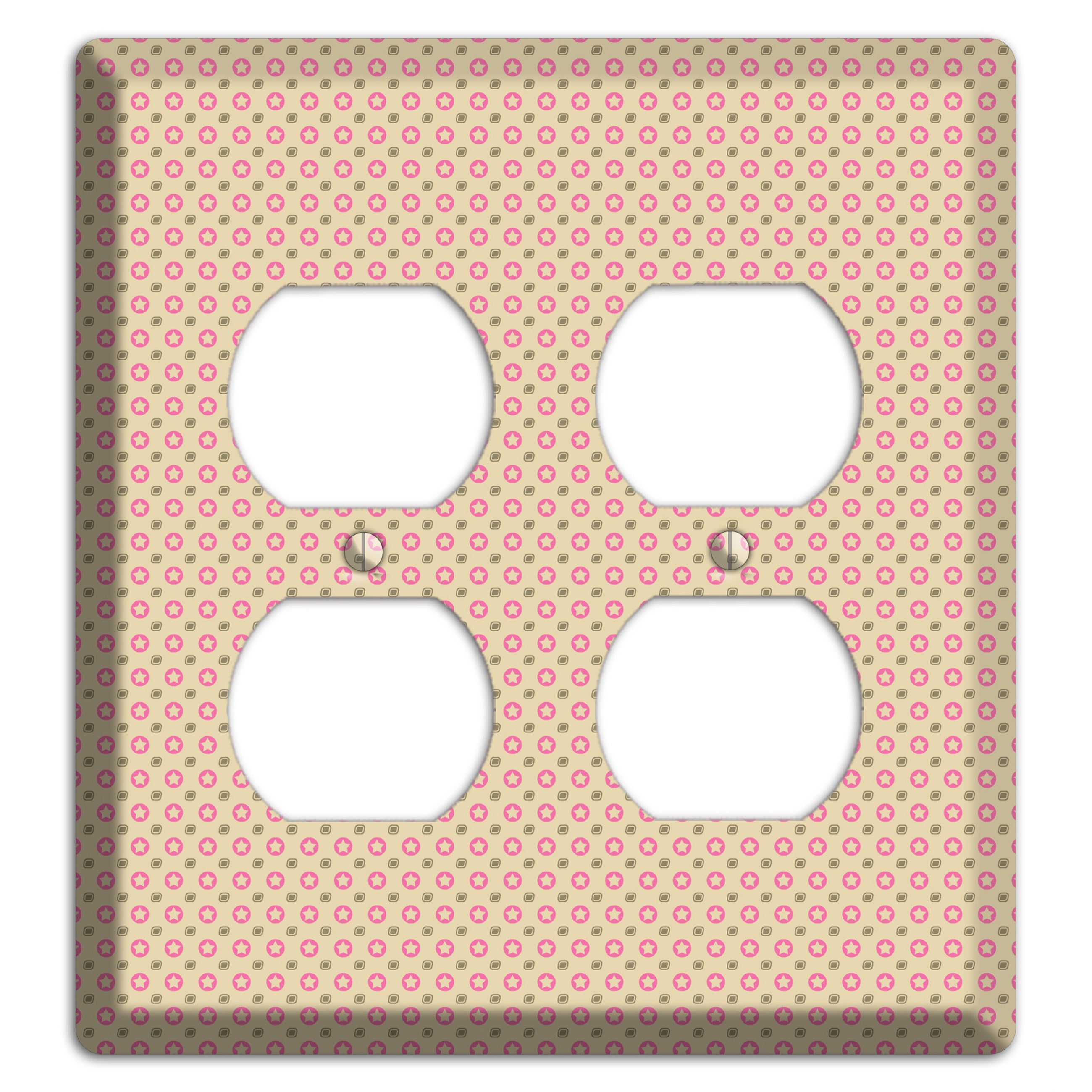 Beige with Pink Stars 2 Duplex Wallplate