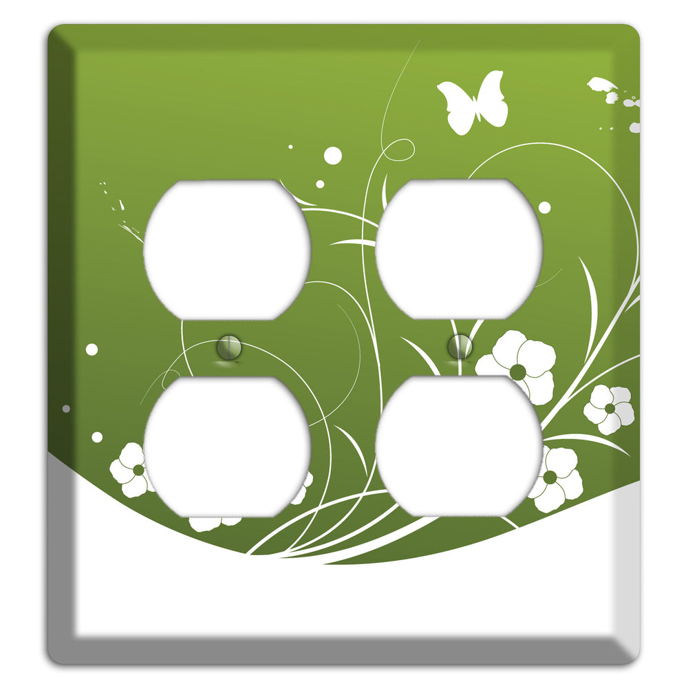 Green Floral Sprig 2 Duplex Wallplate