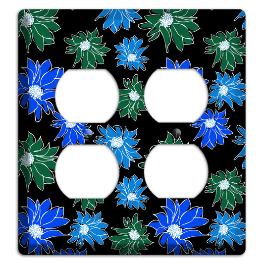 Blue and Green Flowers 2 Duplex Wallplate