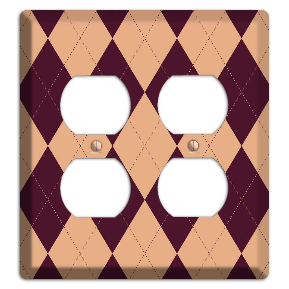 Purple and Beige Argyle 2 Duplex Wallplate