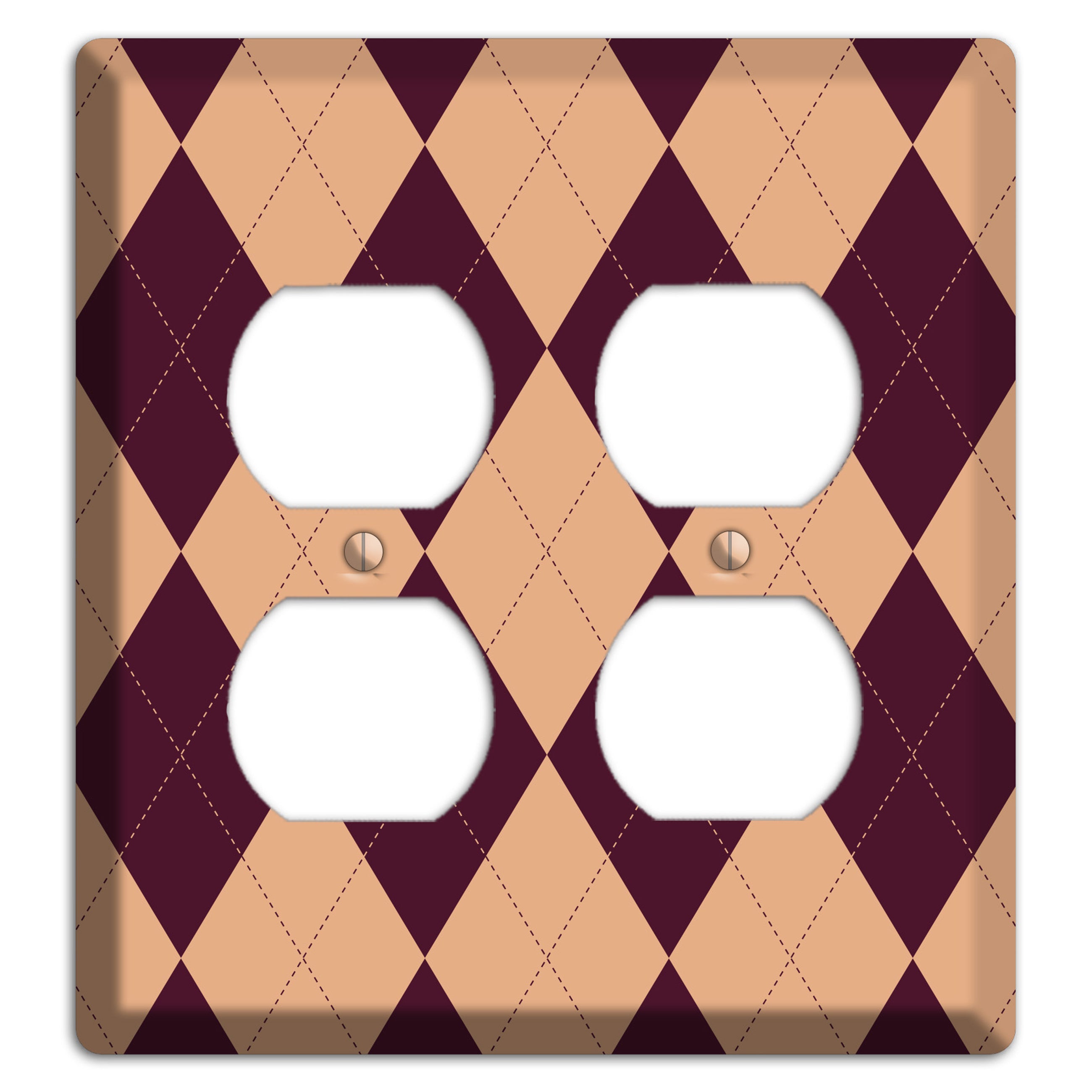 Purple and Beige Argyle 2 Duplex Wallplate